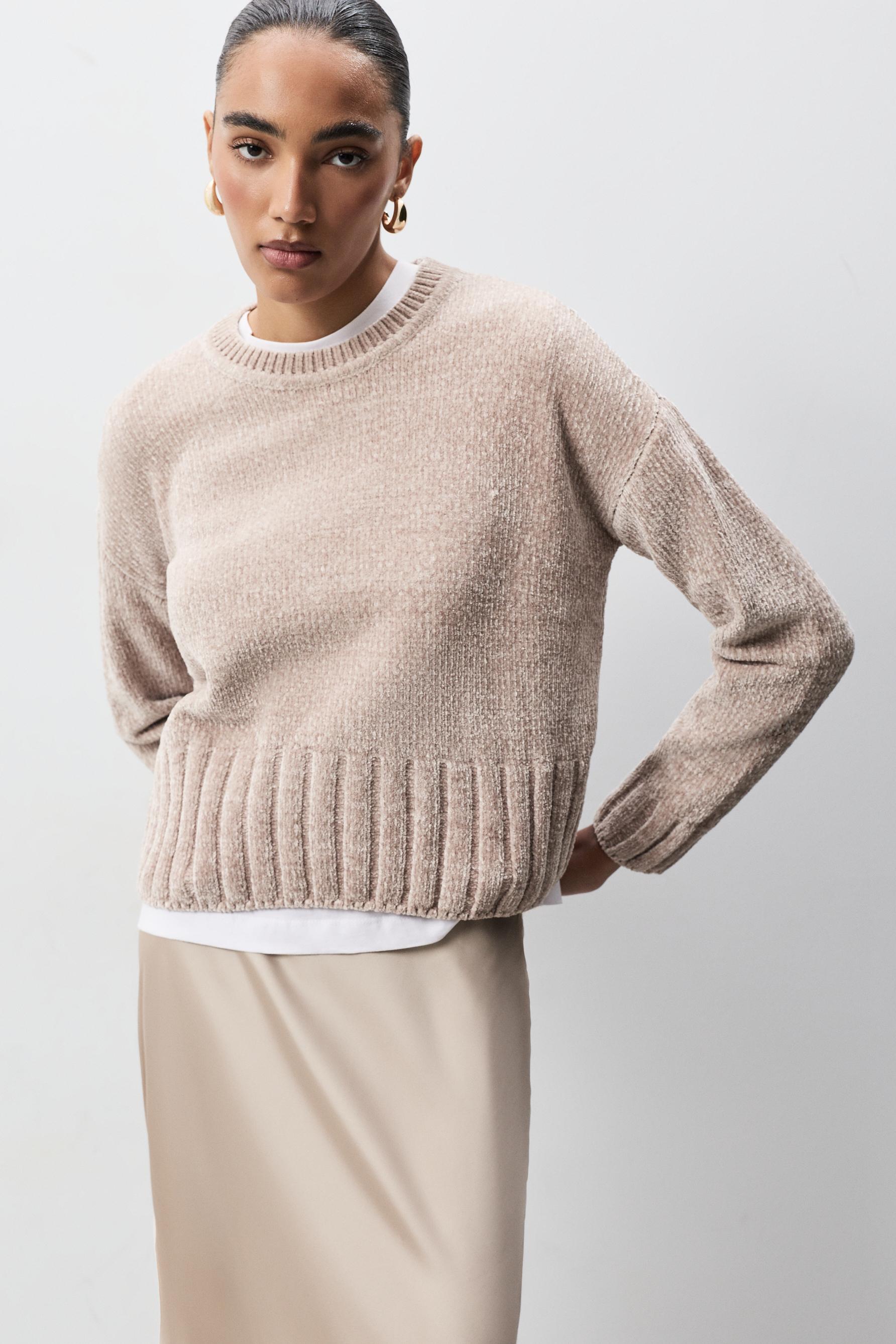 Jersey chenilla cuello redondo