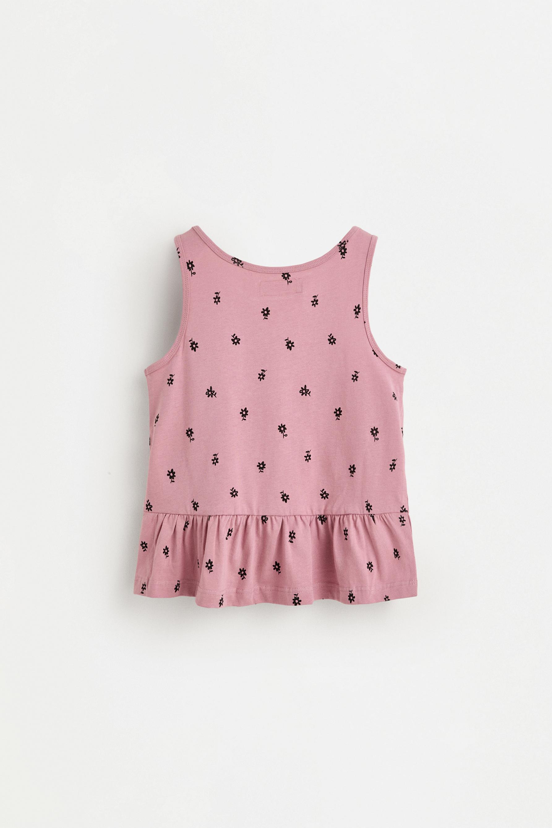 Printed peplum sleeveless t-shirt — PALE PINK
