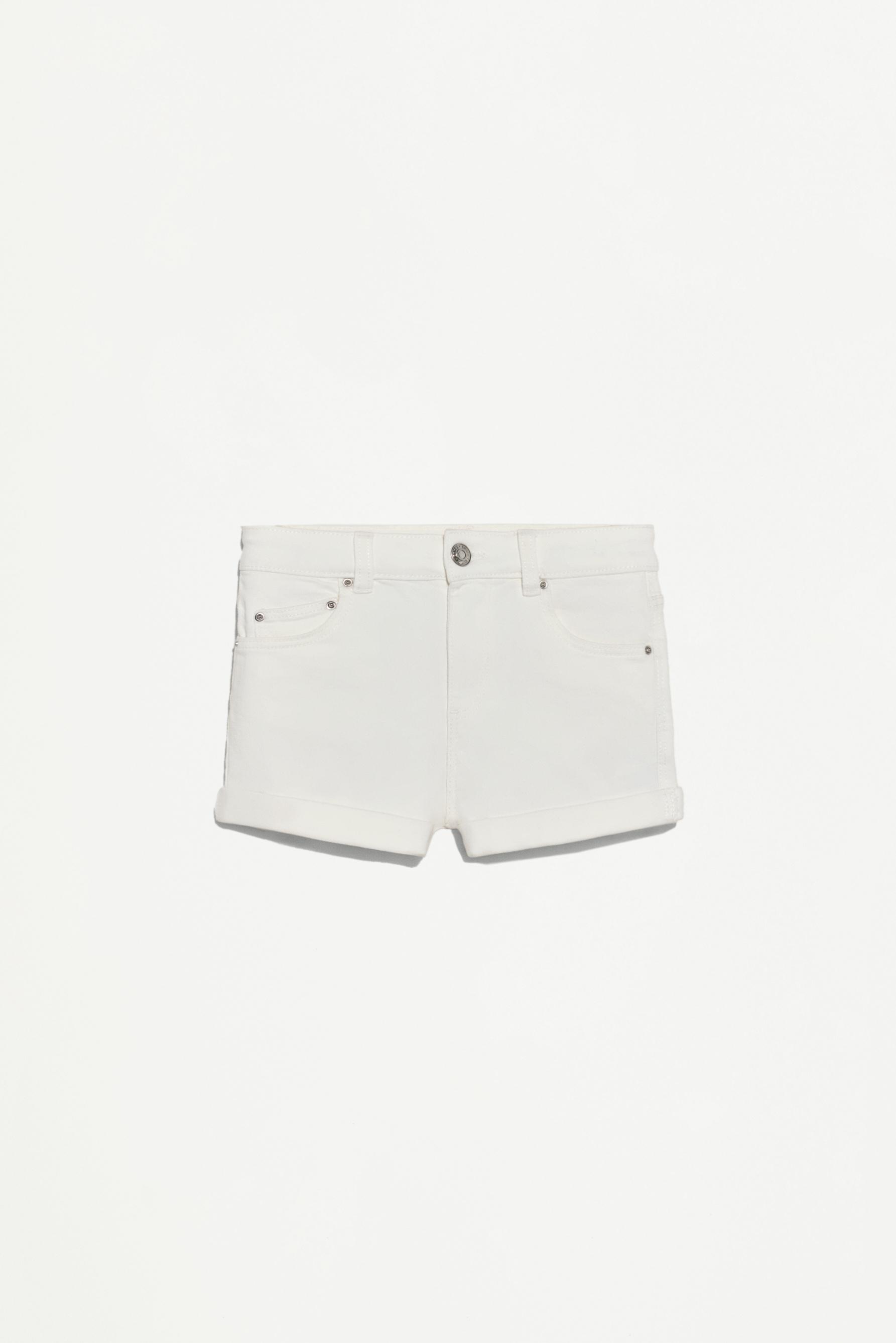Stretch denim shorts — ECRU