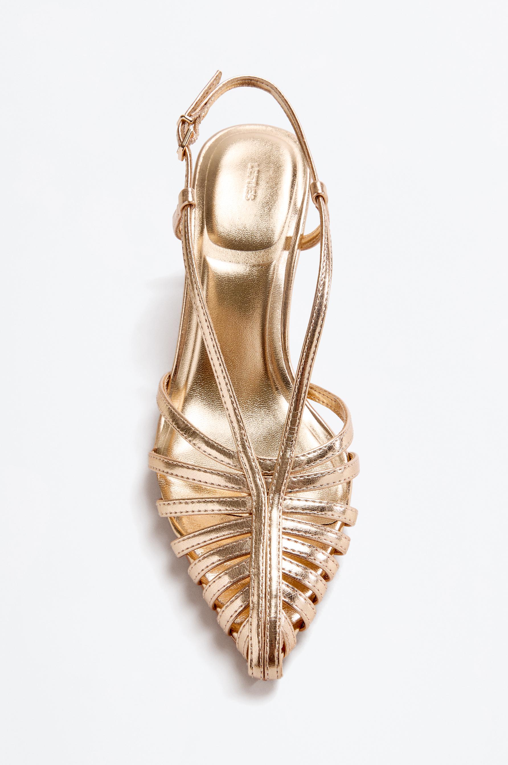 Lefties Altın Rengi Lefties Arkasi açık topuklu ayakkabı