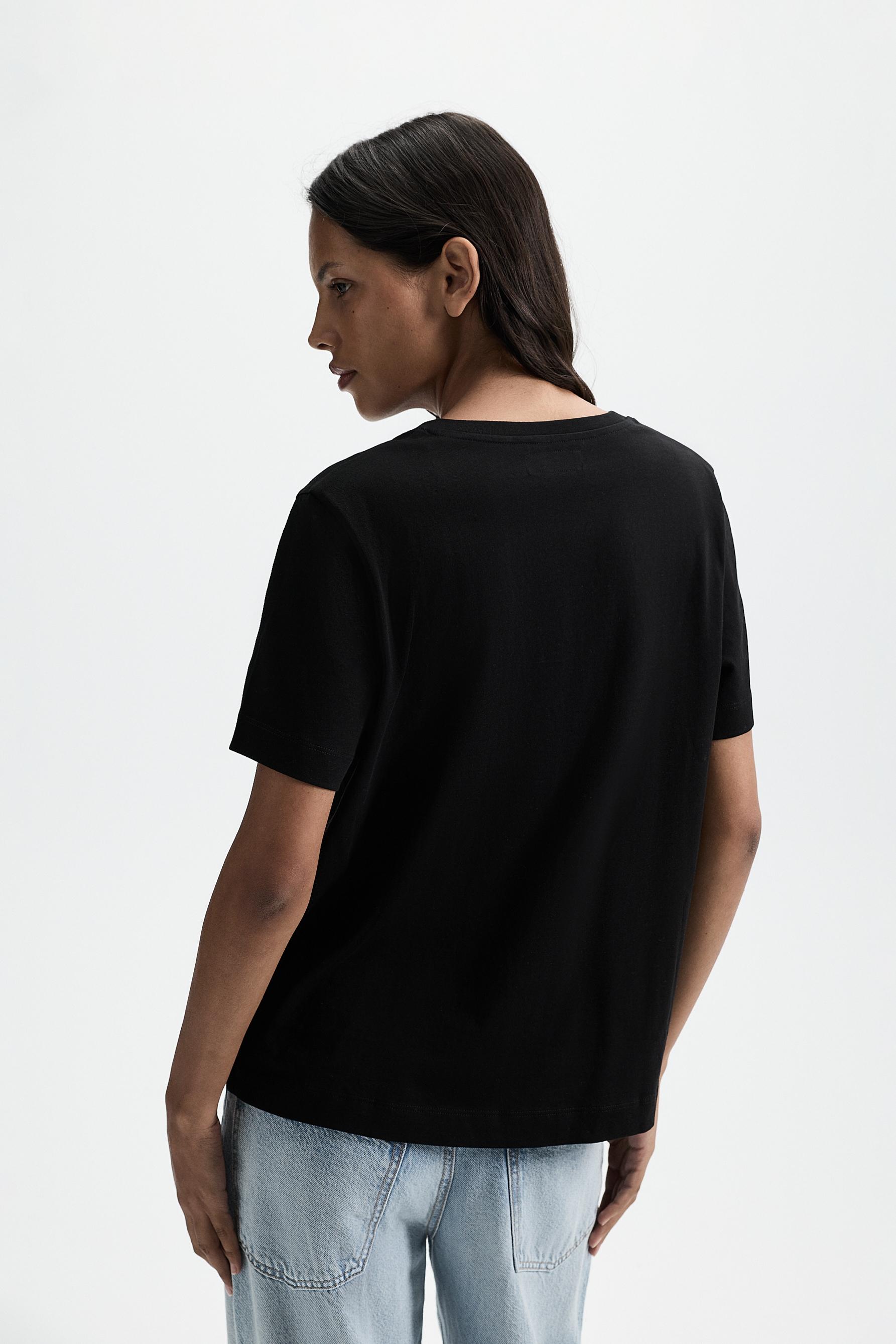 Basic V-neck T-shirt — BLACK