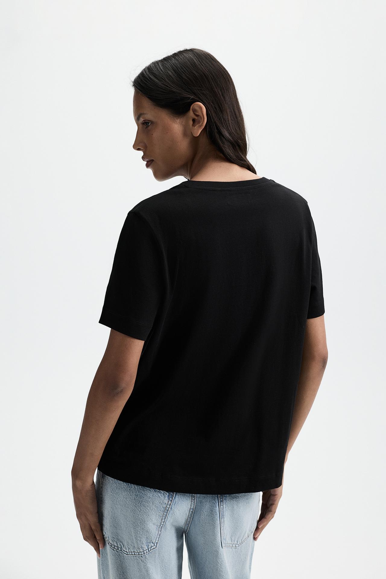 Basic V-neck T-shirt — BLACK