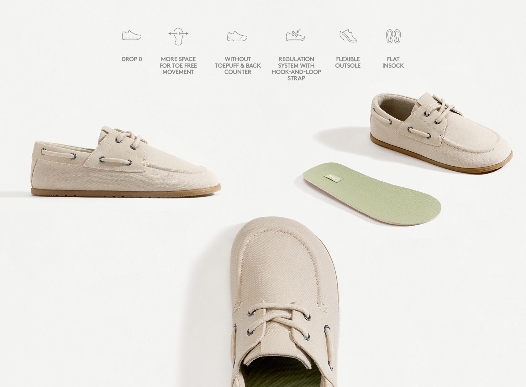 BAREFOOT BOAT SHOES — BEIGE