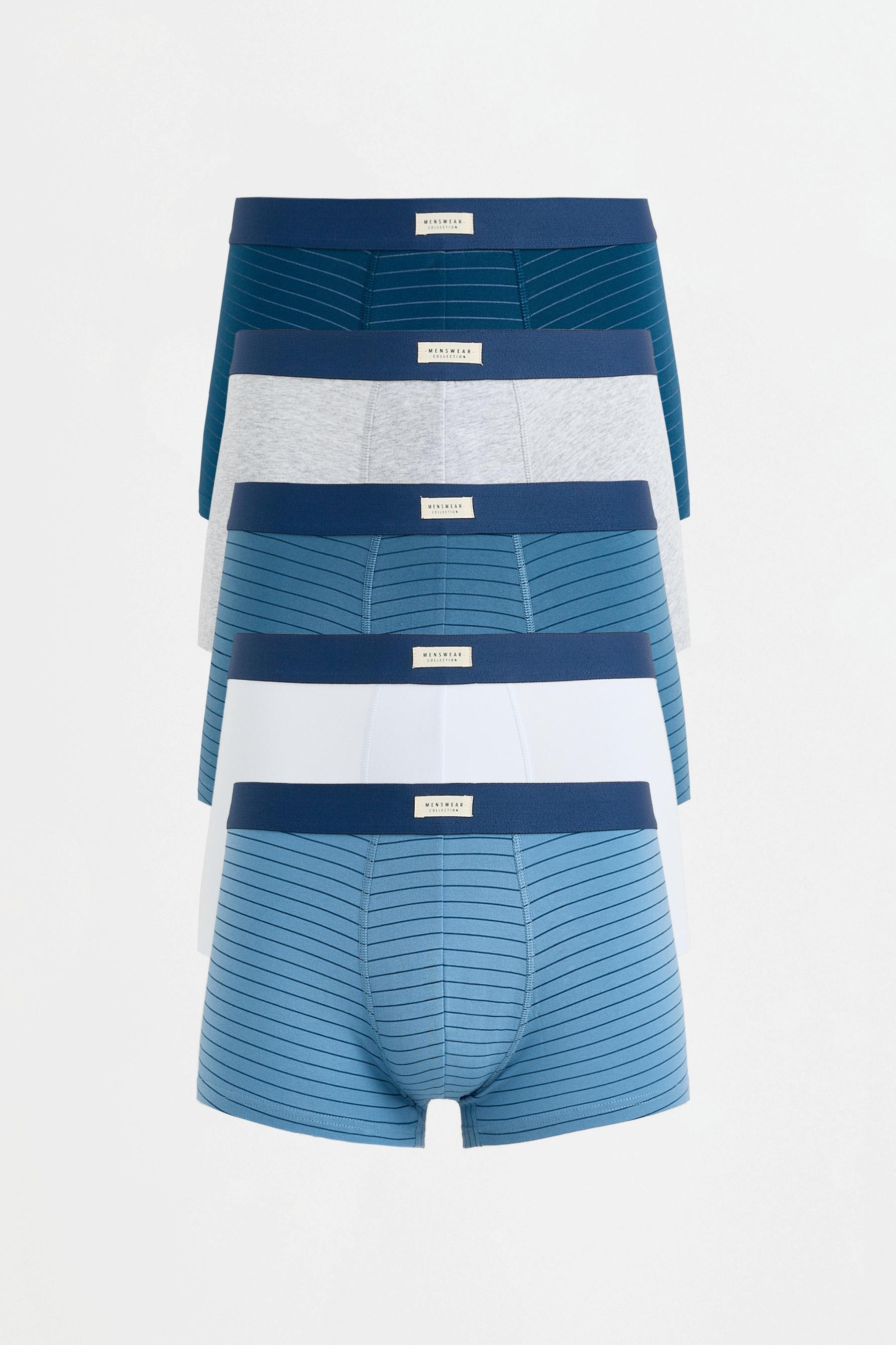 Striped Boxers (5-Pack) — GREY/BLUE
