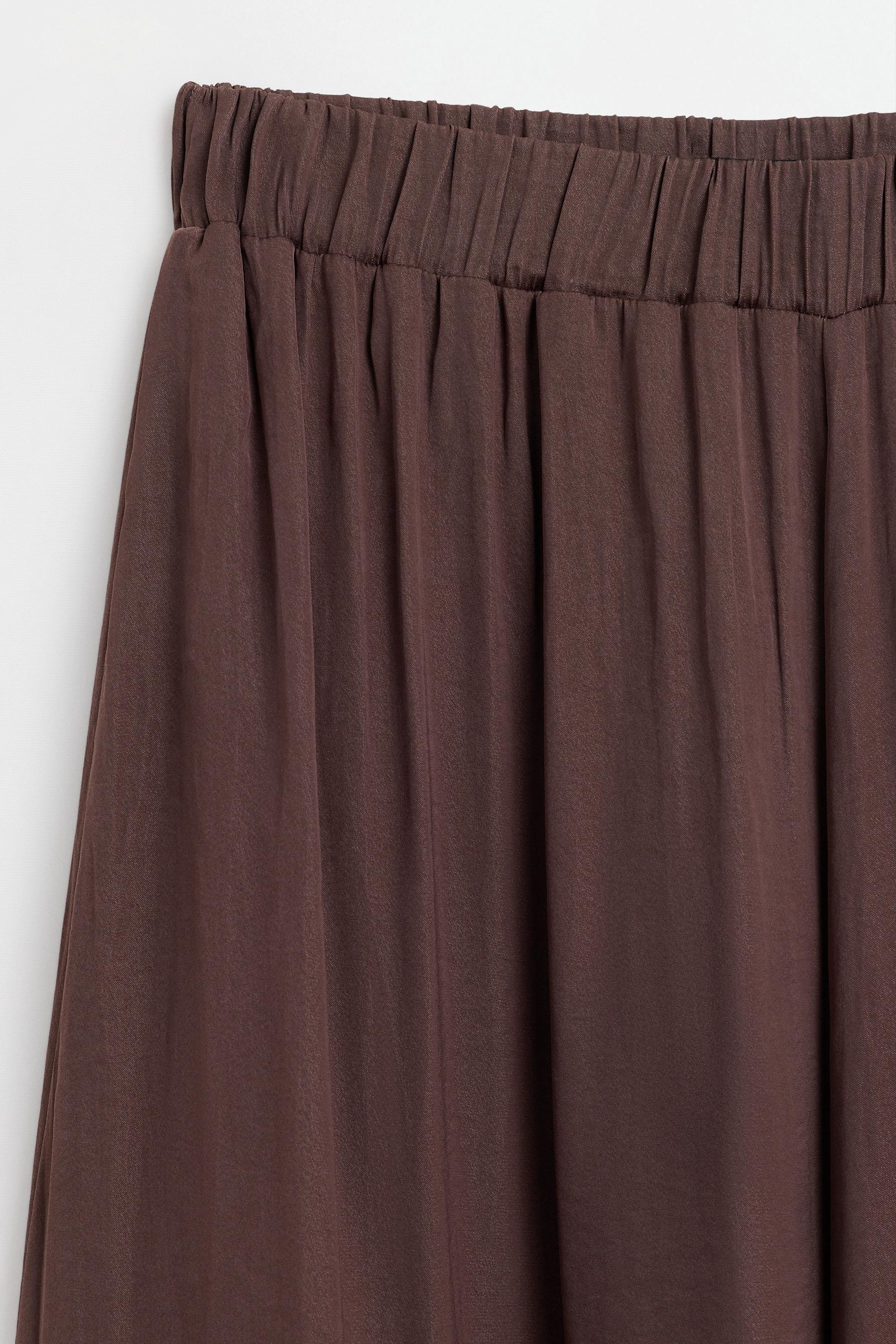 Textured satin midi skirt — BROWN