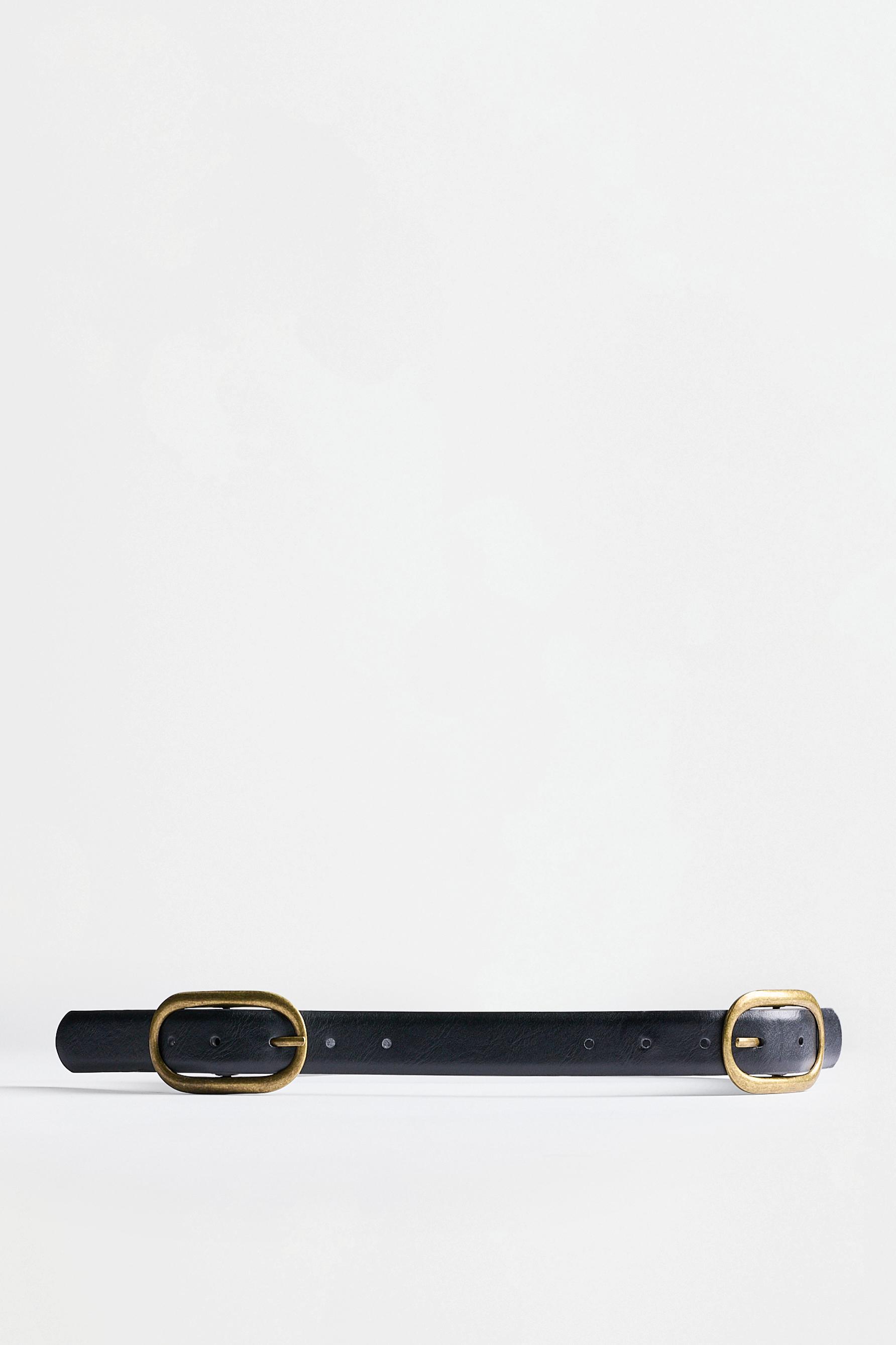 Double buckle belt — BLACK MARL