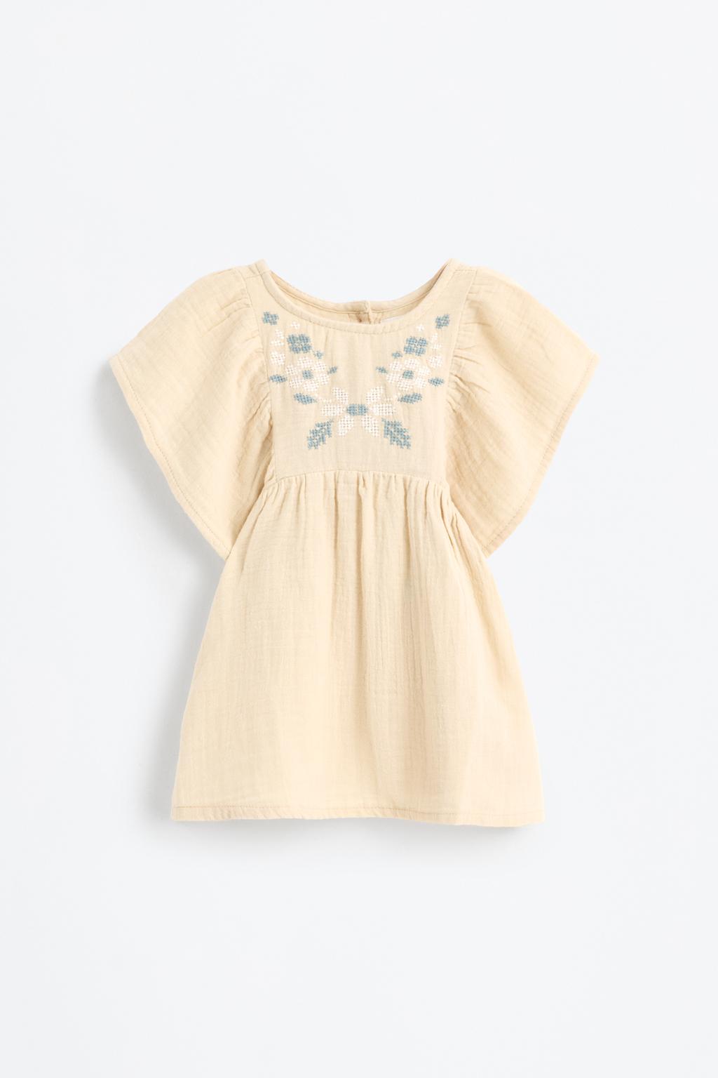 Textured dress with embroidery
