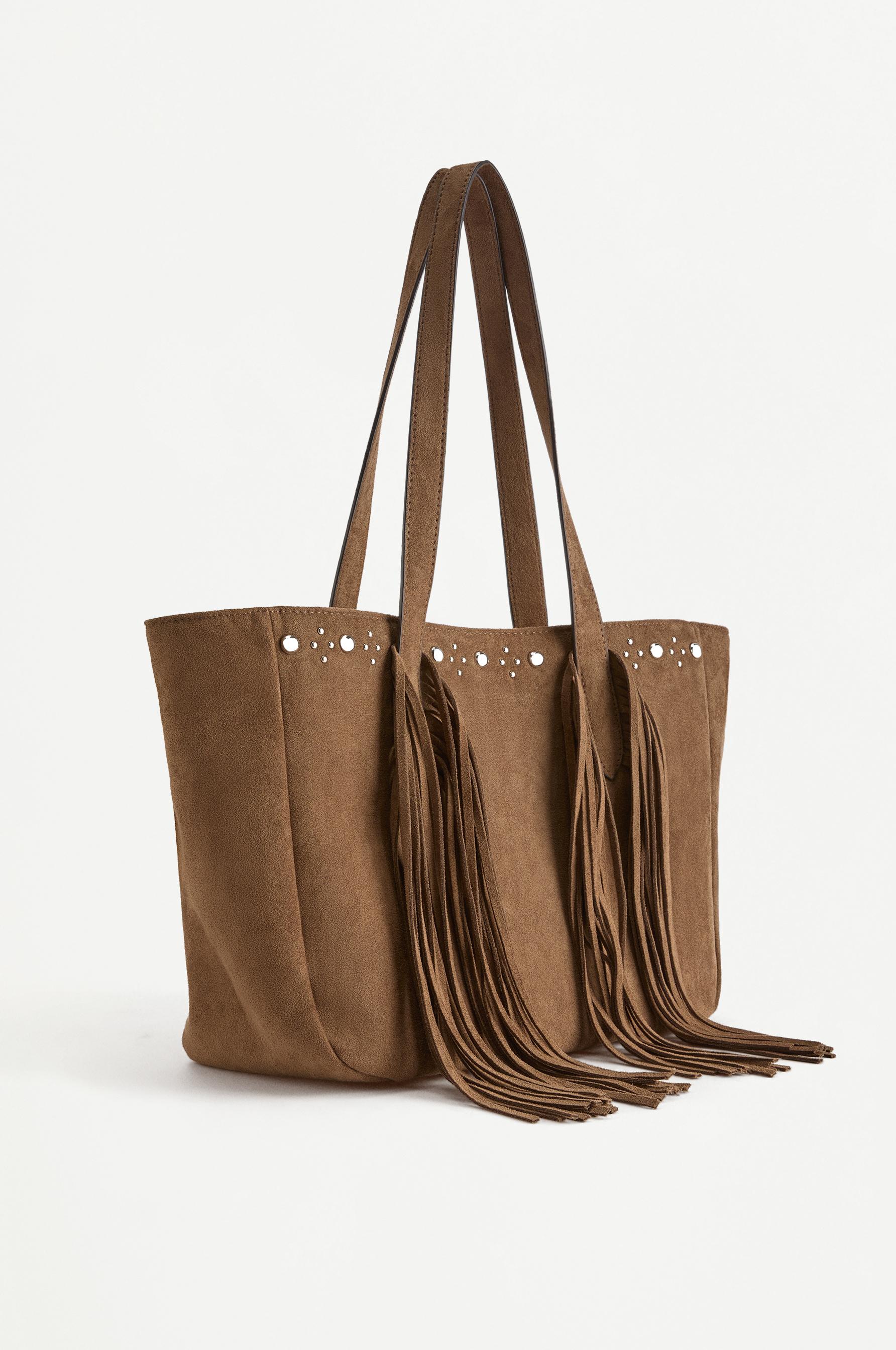 Fringed shopper bag — KHAKI