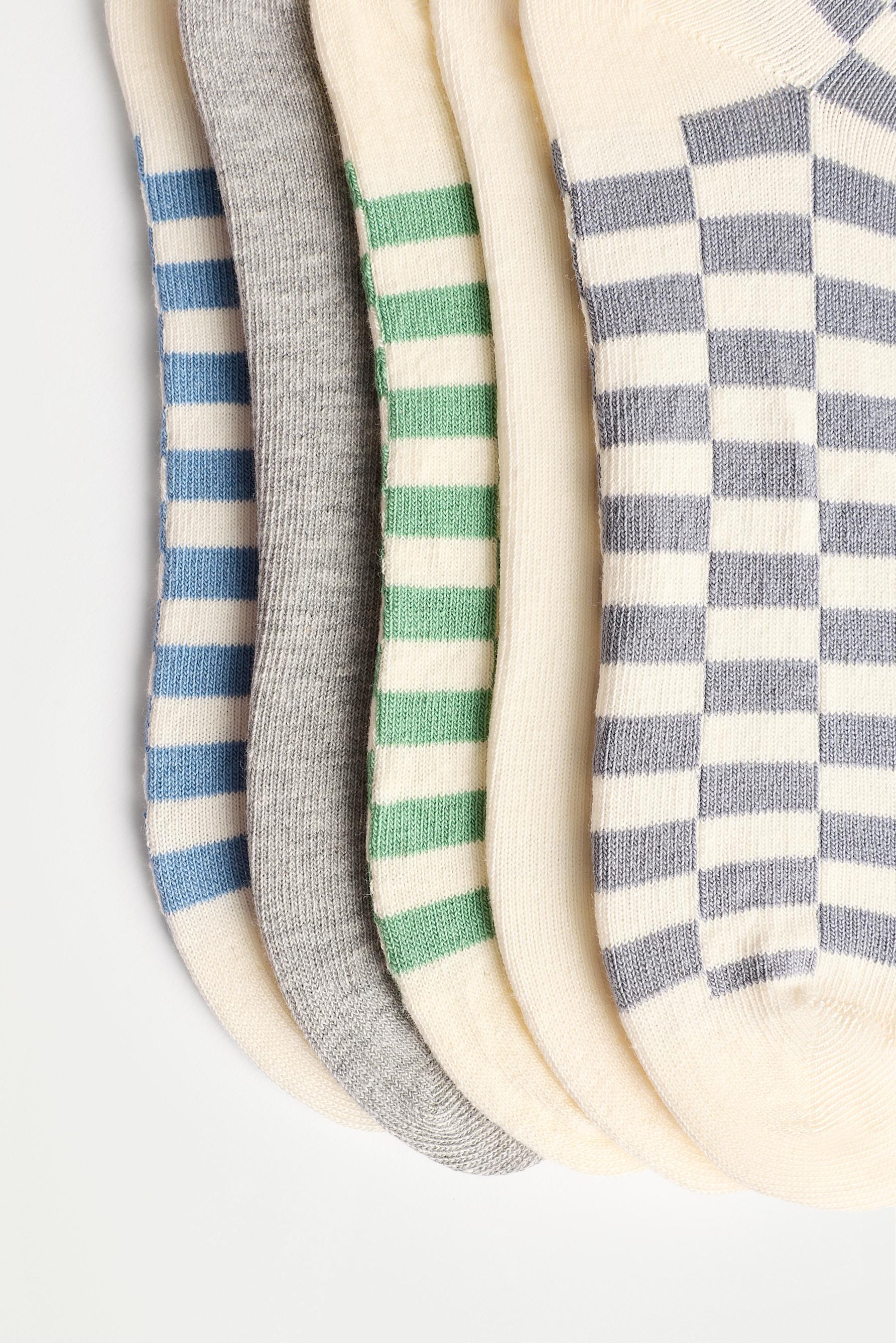 Contrast ankle socks (5-pack) — MEDIUM BEIGE