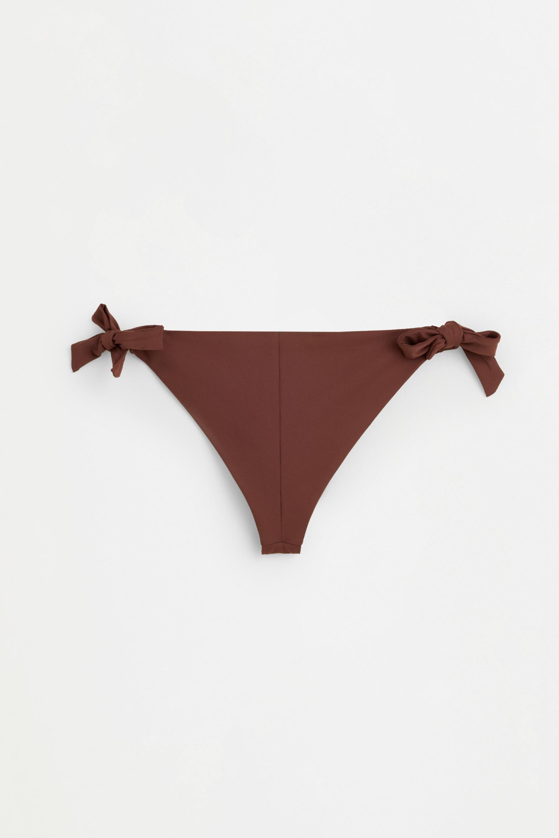 Tie-side bikini bottom — PALE BROWN