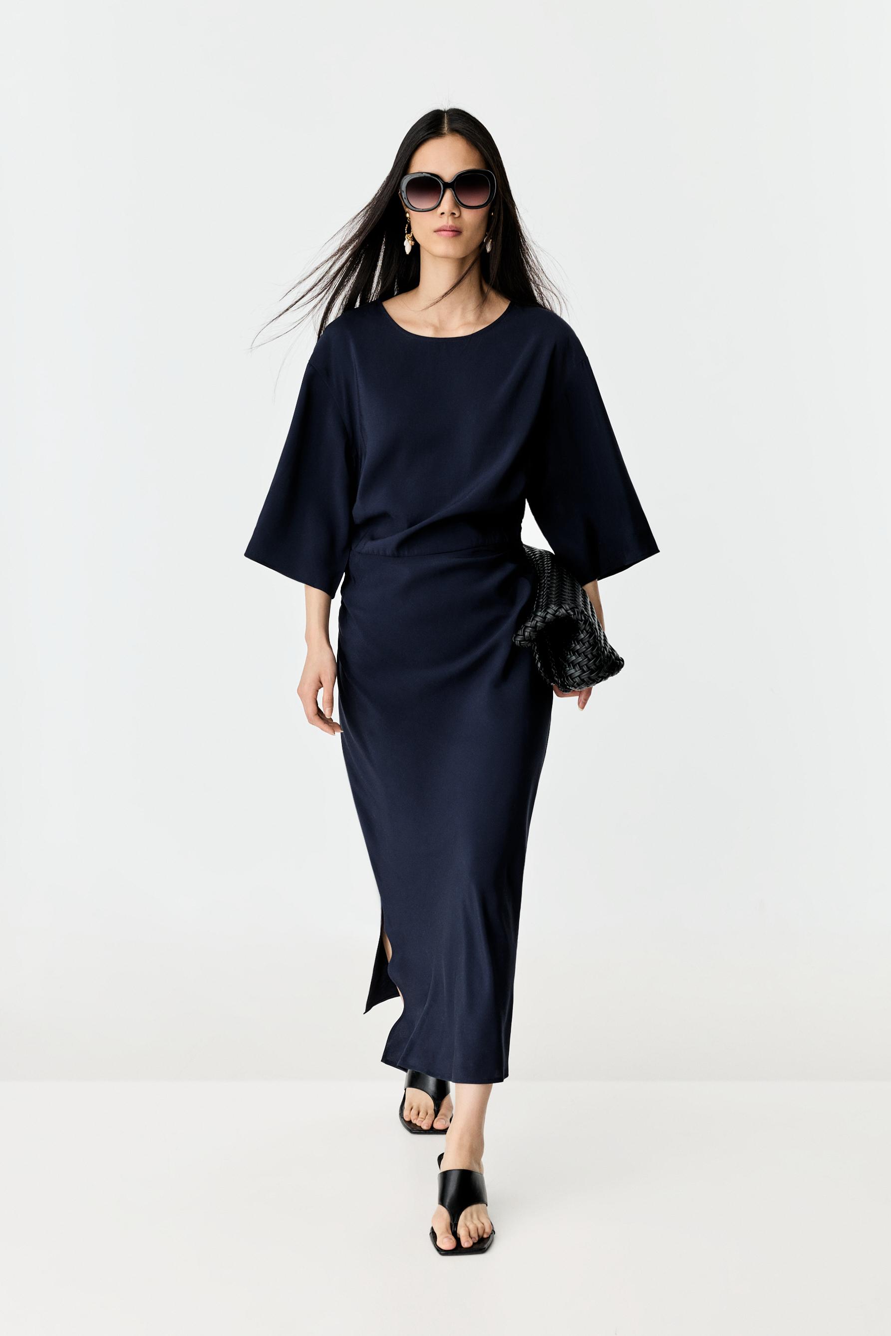 Vestido midi frunces