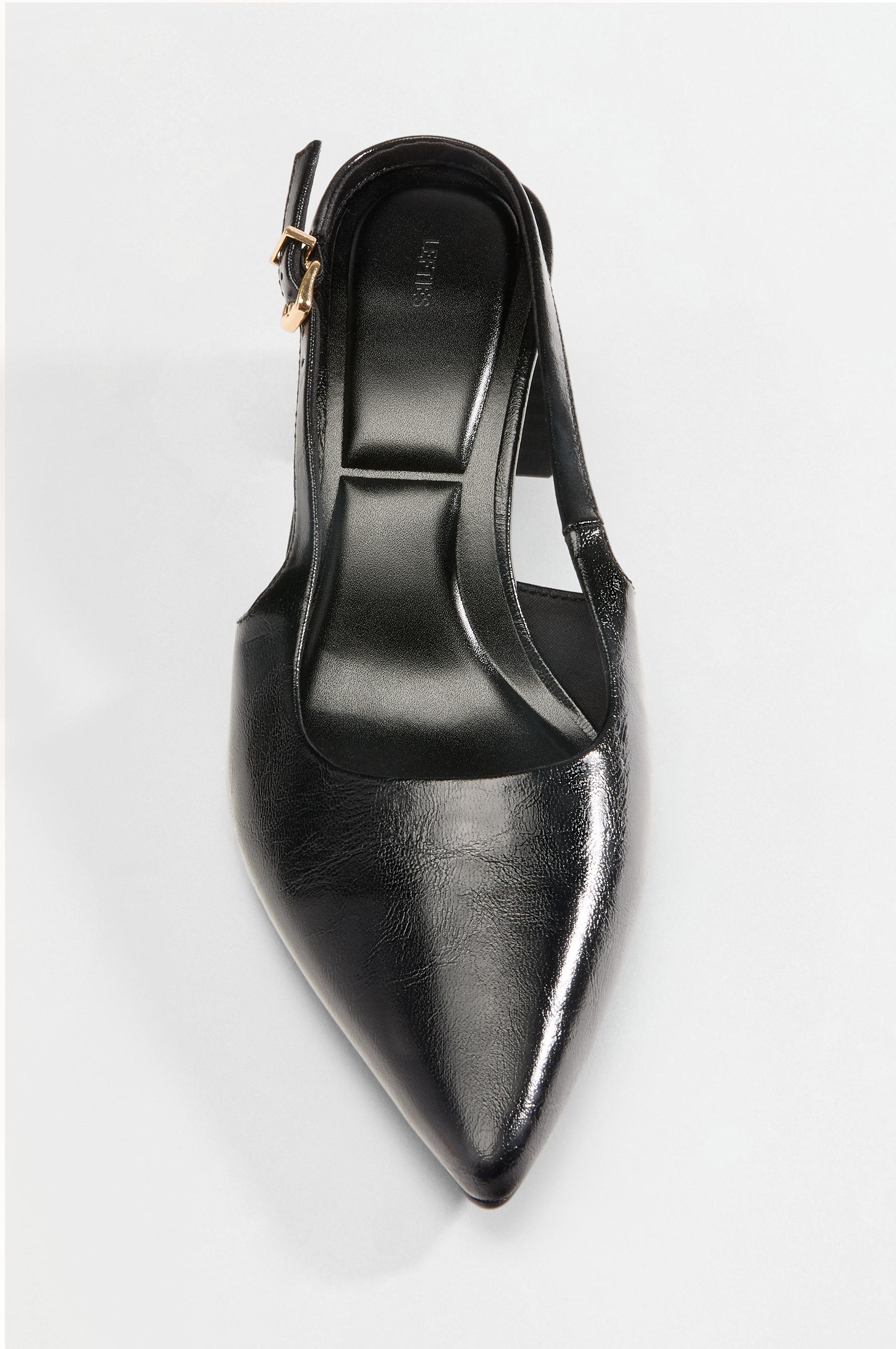 Block heel slingback shoe — BLACK