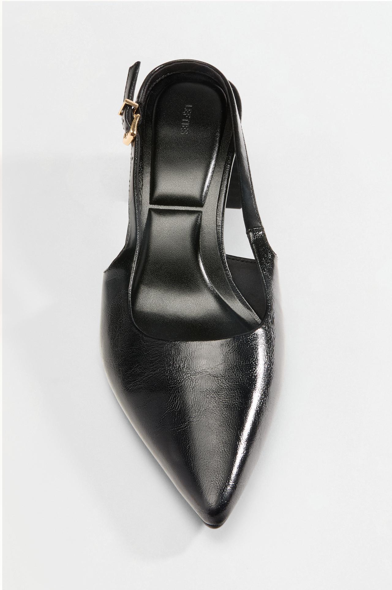 Block heel slingback shoe — BLACK