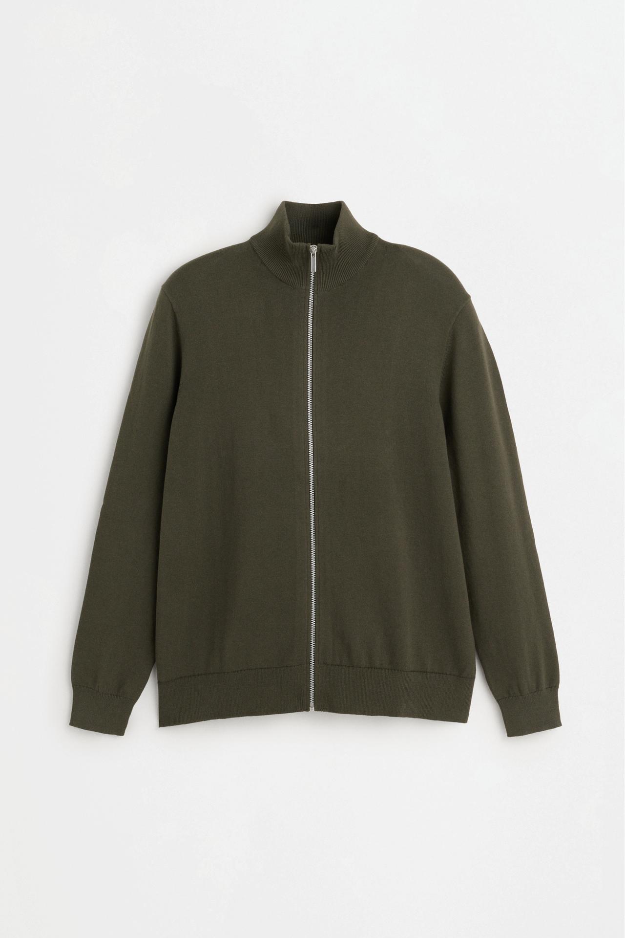 Mock-neck zip sweater — DARK GREEN