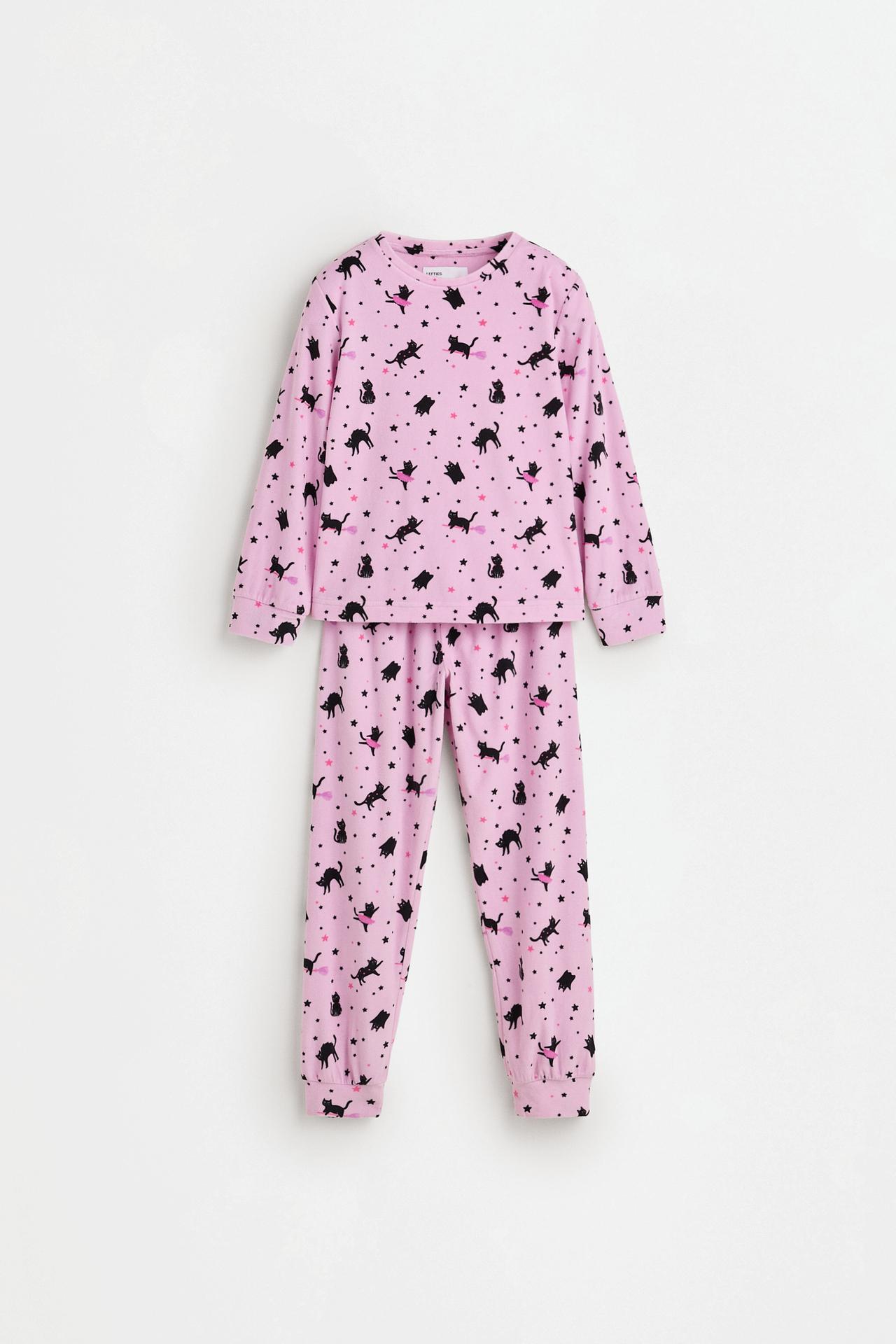 Black cat print pajamas — PINK