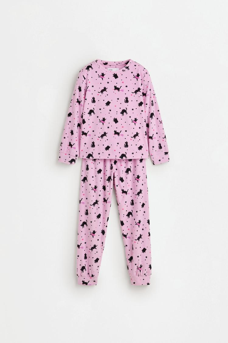Black cat print pajamas — PINK