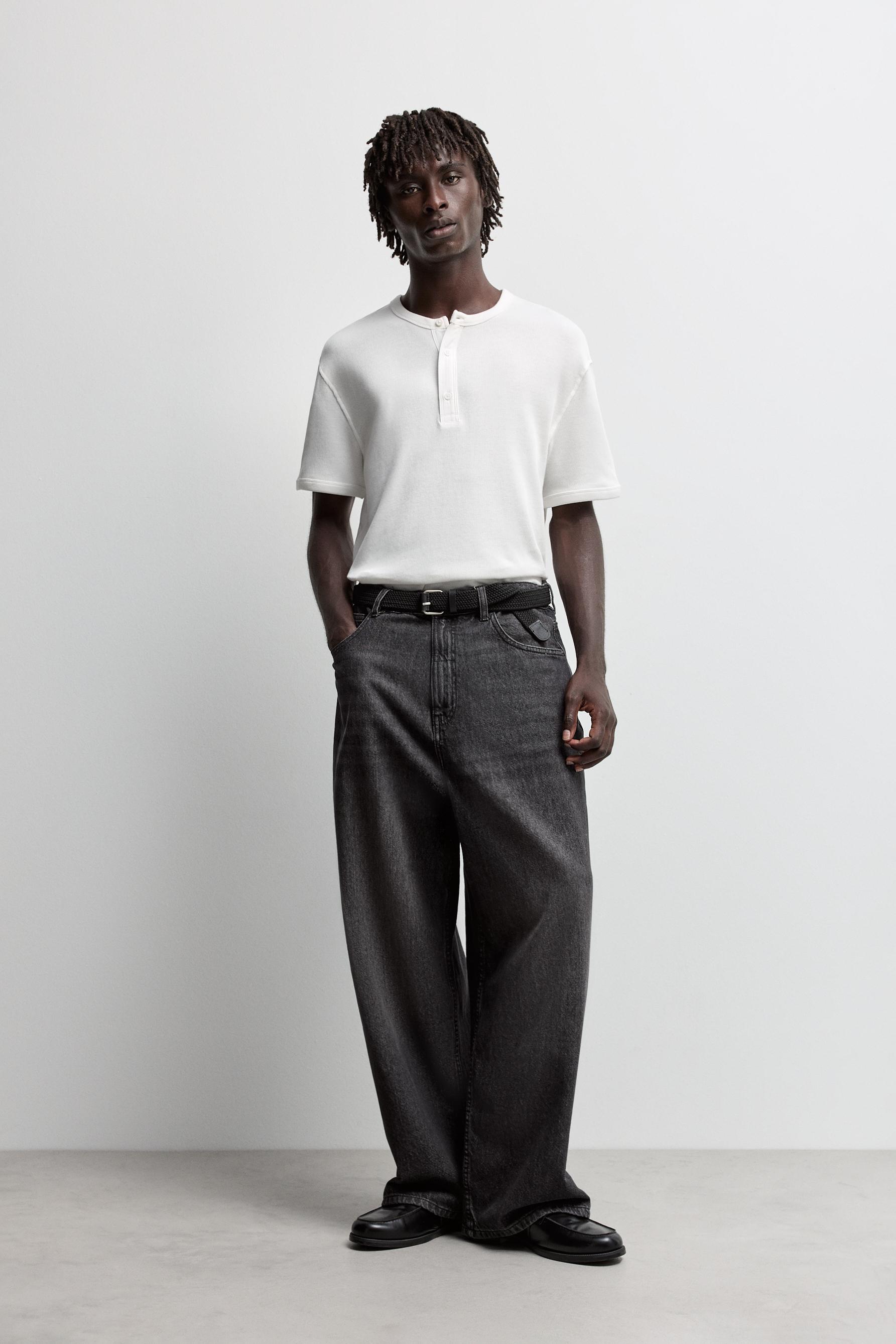 Textured henley T-shirt — BUTTER