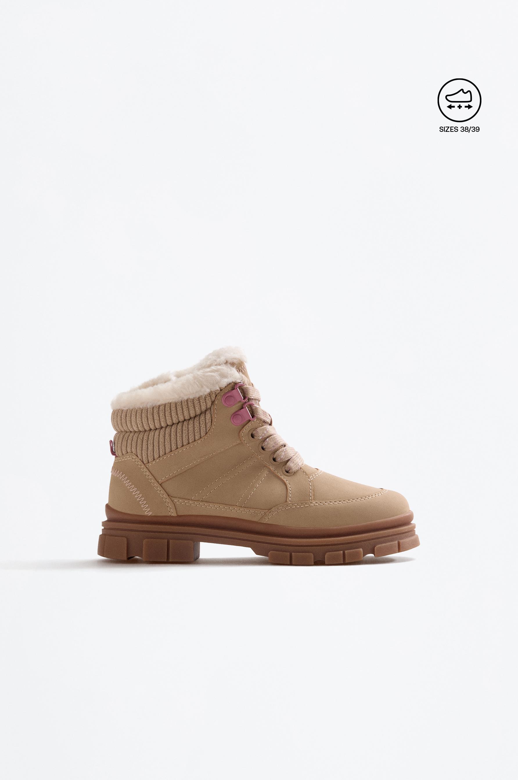Trekking boot with fur detail — BROWNISH TONE