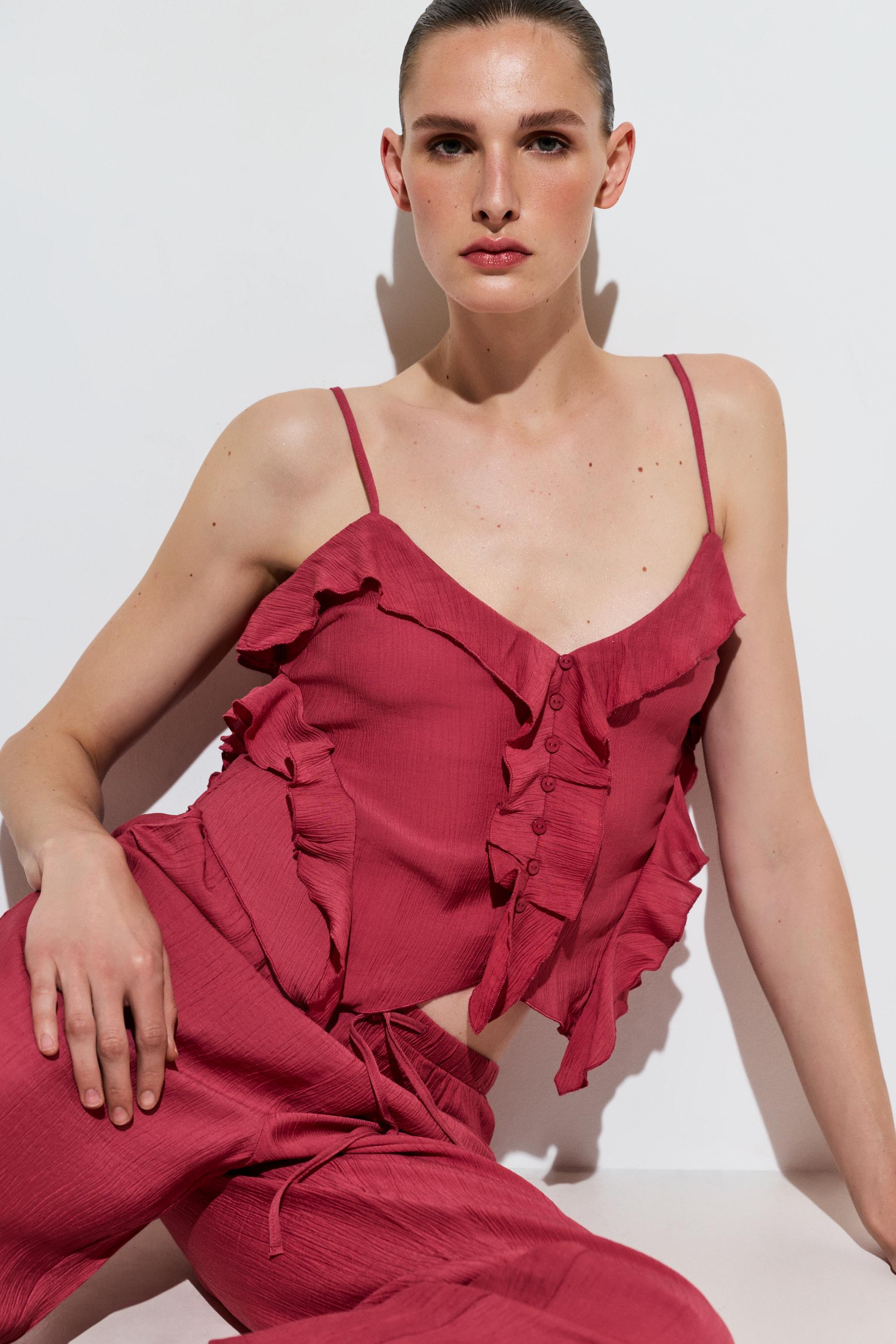 Textured camisole top — PALE MAROON