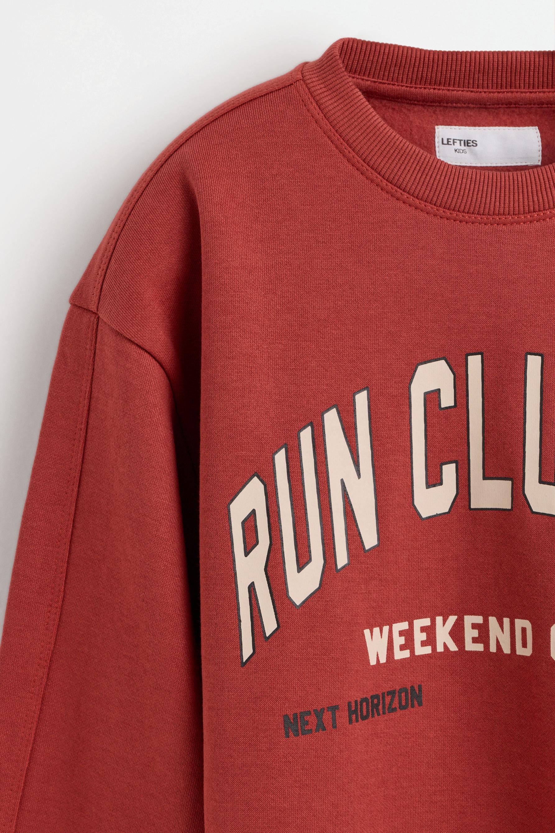 Printed sweatshirt and plush trousers set — BURGUNDY