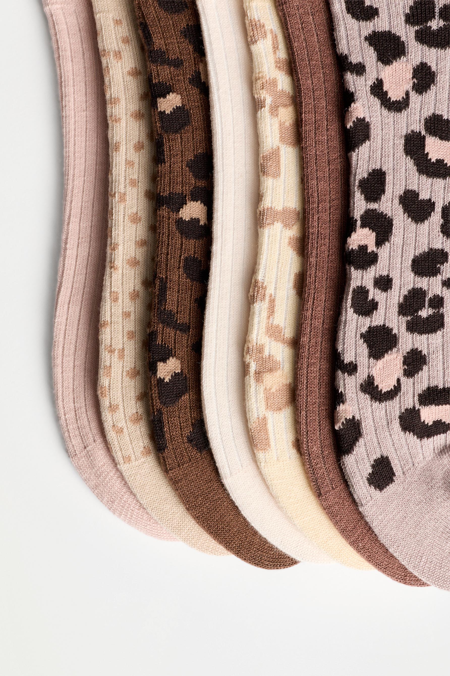 7-Pack of contrast ankle socks — LEOPARD PRINT