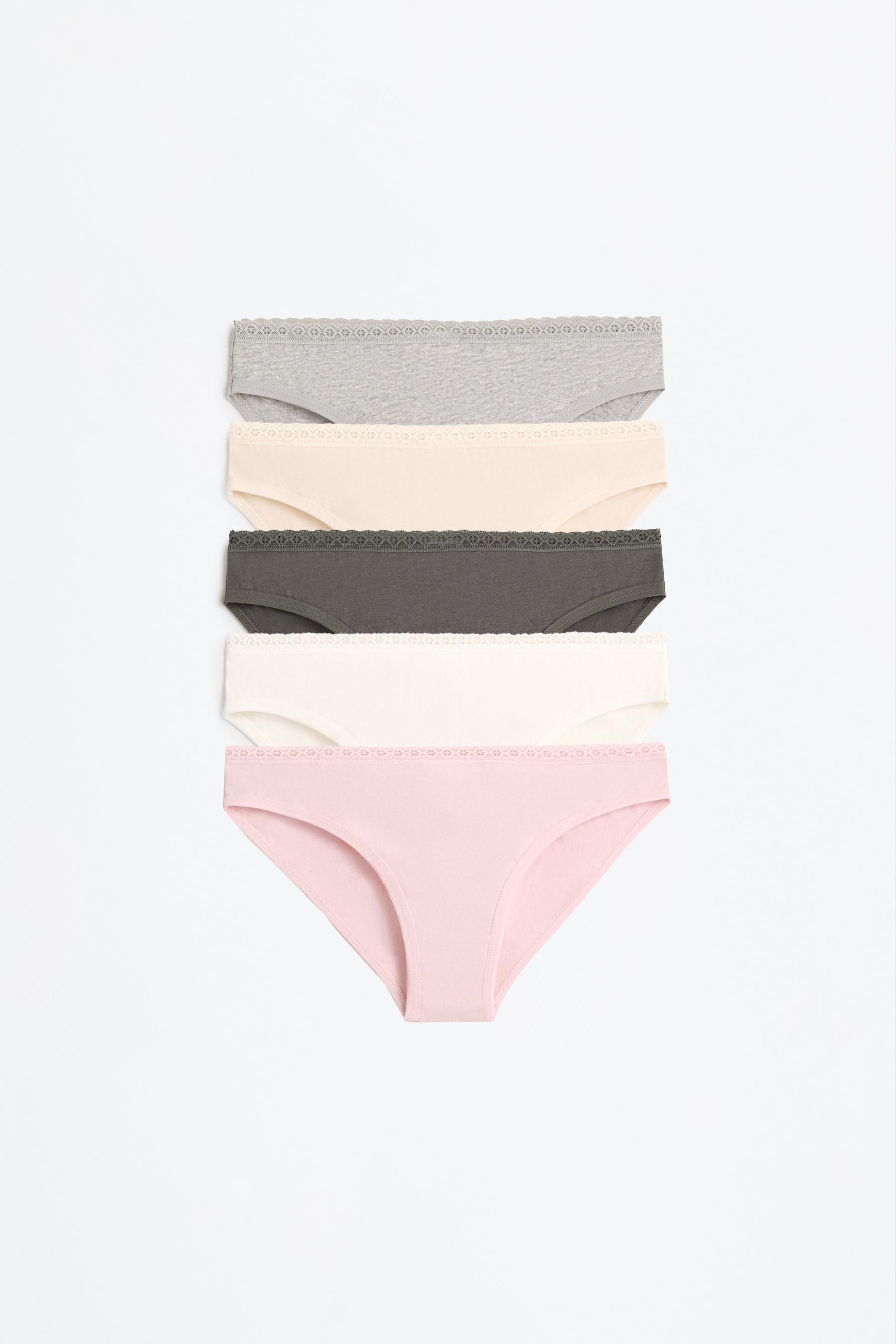 Pack of 5 lace briefs — PINK TONES (alternate view)