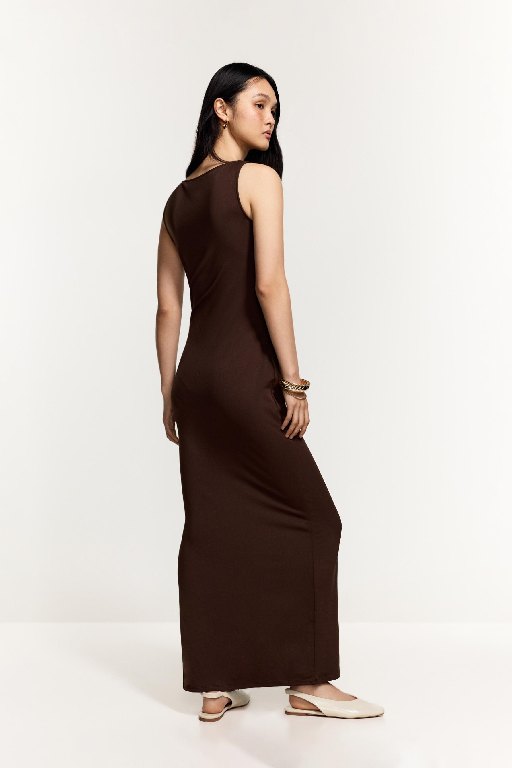 Polyamide midi dress — BROWN
