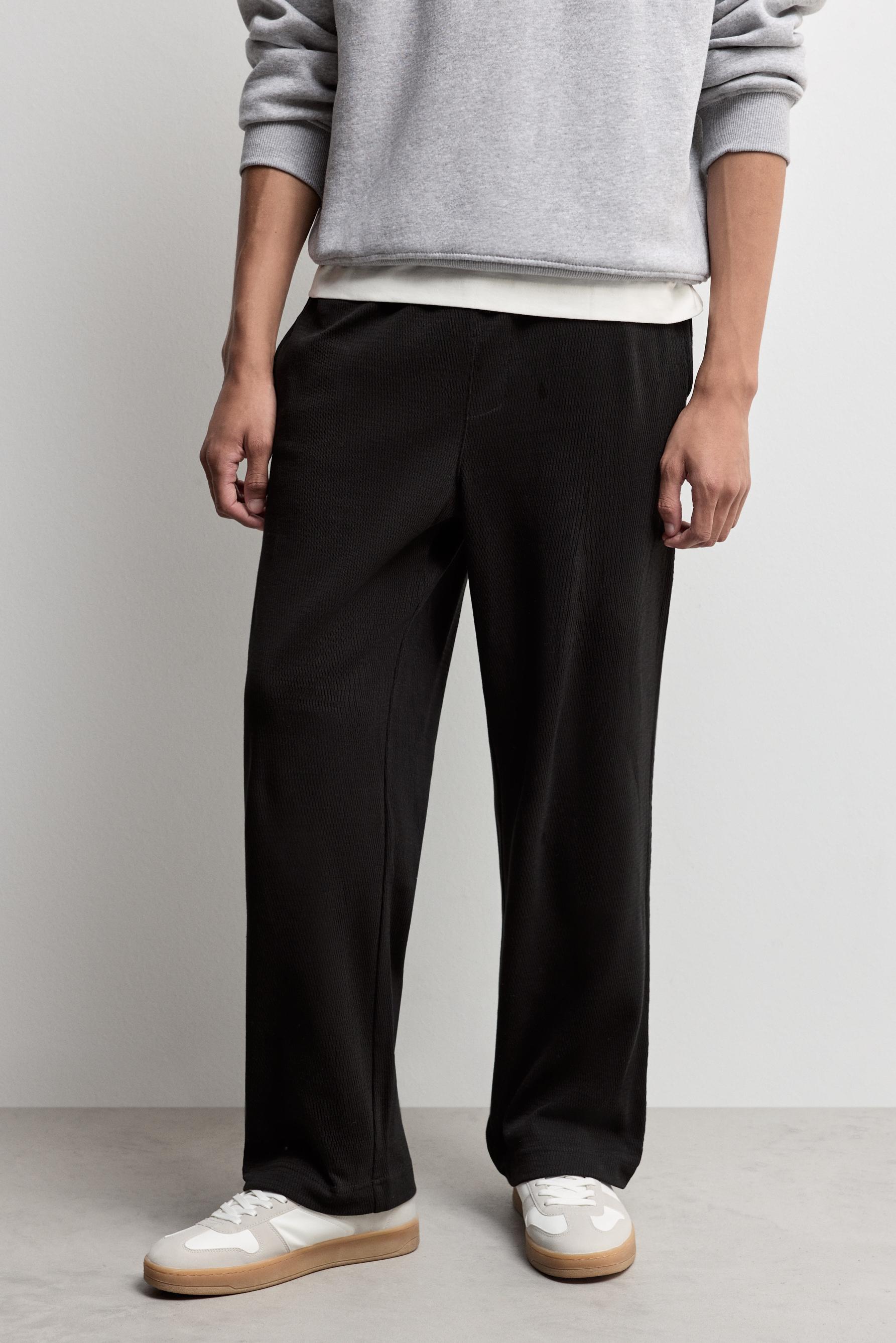 Textured tracksuit bottoms — BLACK