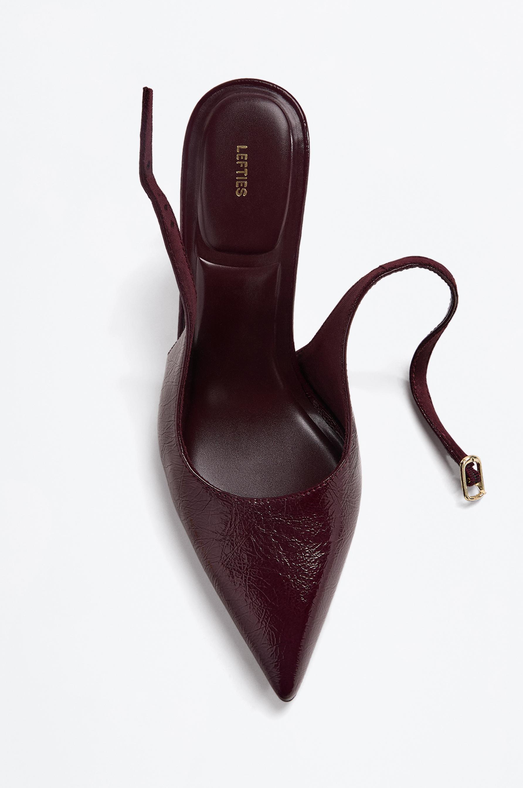 Lefties Bordo Lefties Arkasi açık topuklu ayakkabı