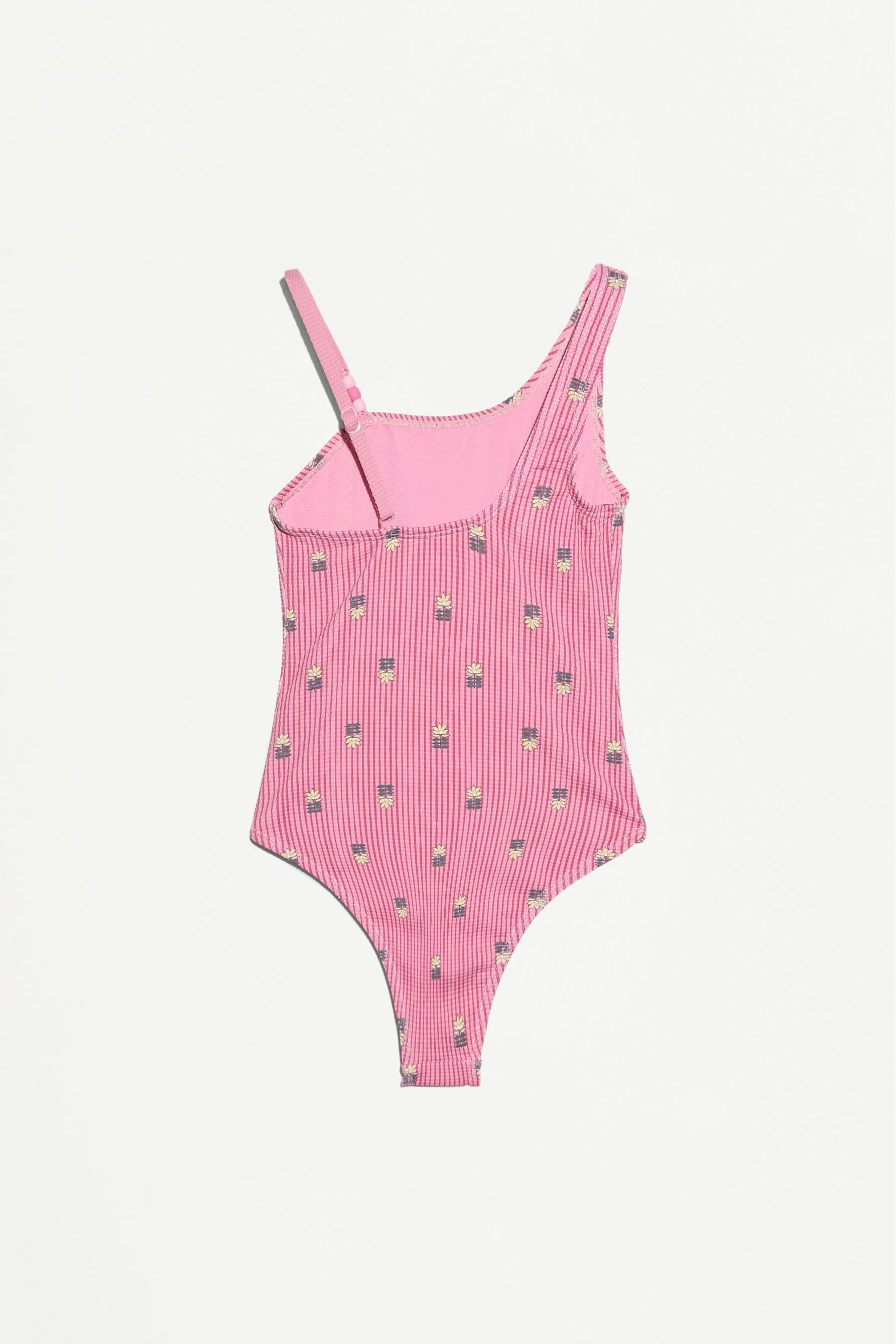 Asymmetric beaded swimsuit — PALE PINK