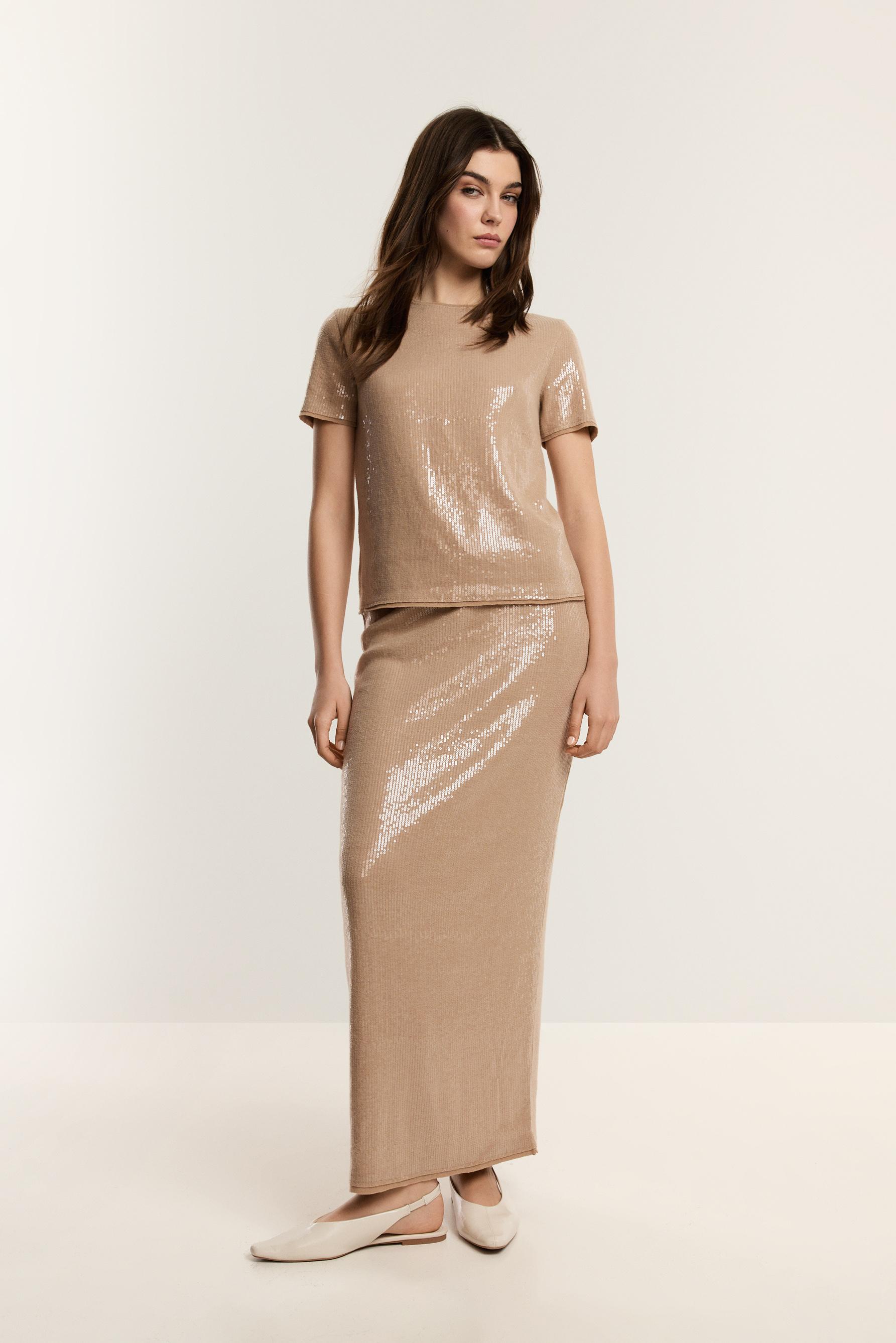 Falda midi lentejuelas