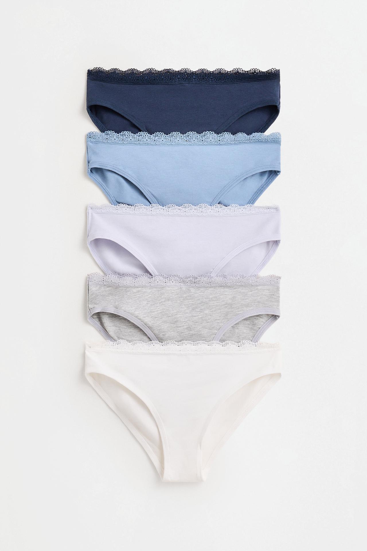 Pack of 5 lace briefs — BLUE TONES
