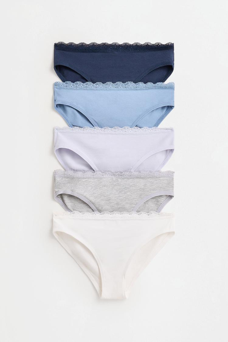 Pack of 5 lace briefs — BLUE TONES