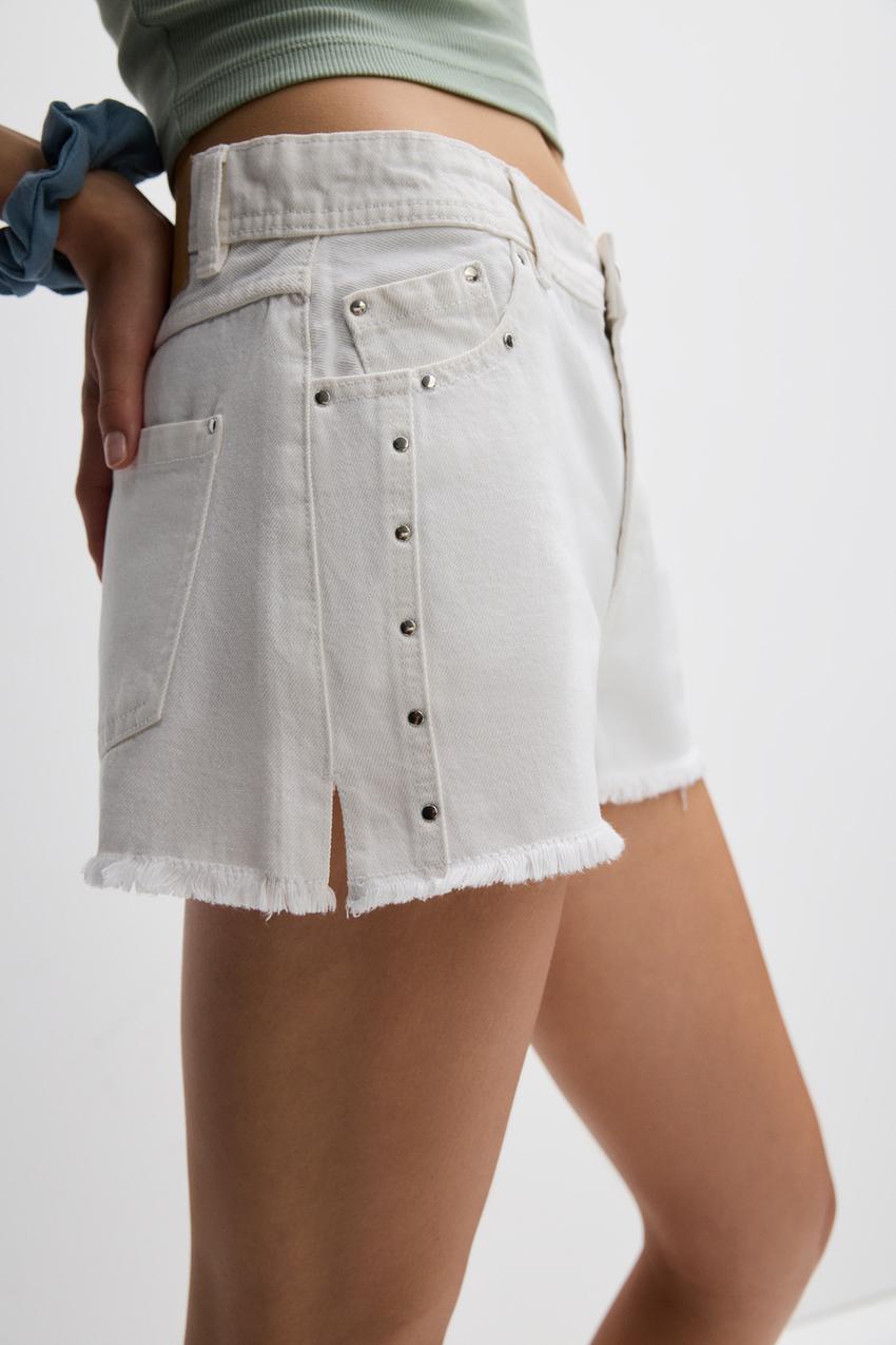 Bermuda Denim Lefties Pantalones Cortos Mujer Short Denim Tachas