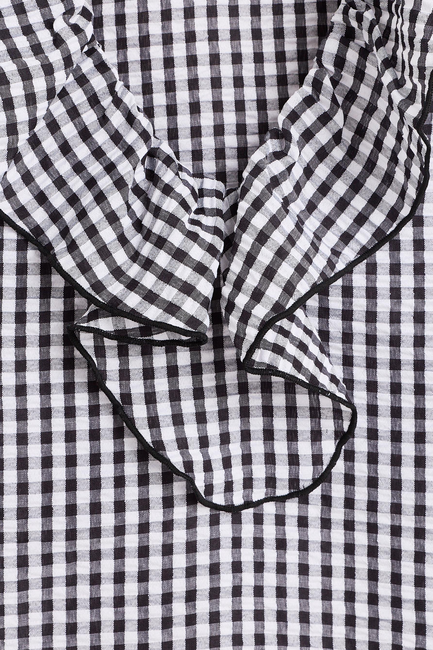 Gingham blouse — WHITE/BLACK