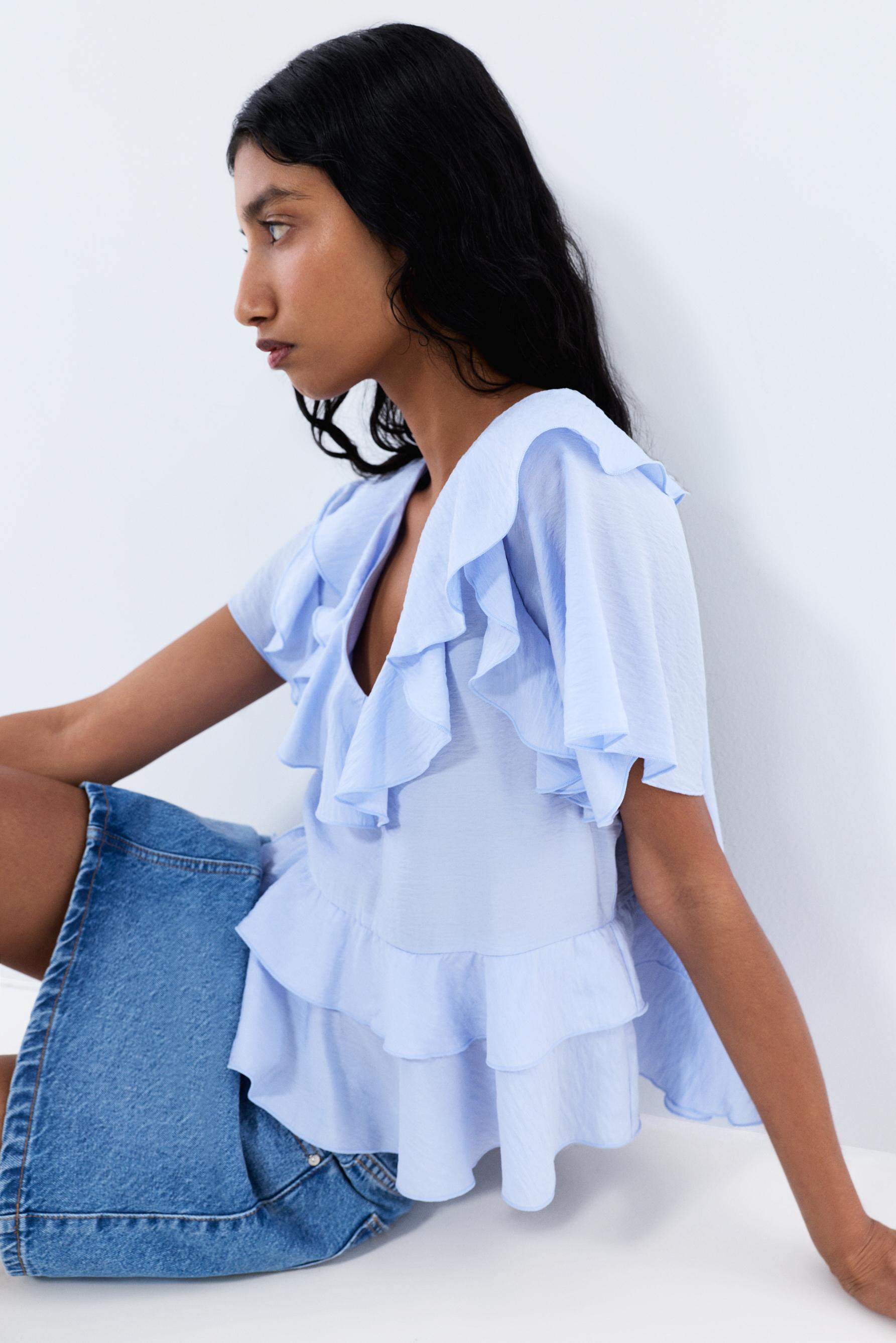 Ruffled Blouse — MEDIUM BLUE