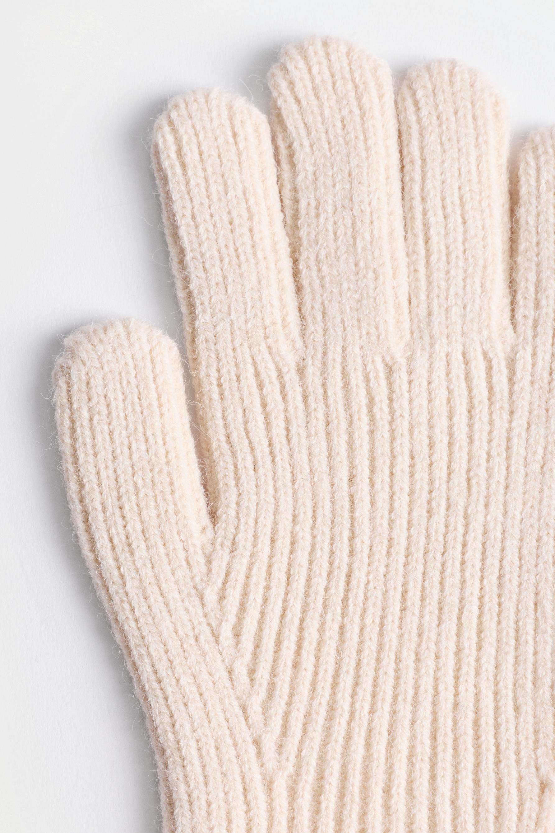 Ribbed knit gloves — ECRU