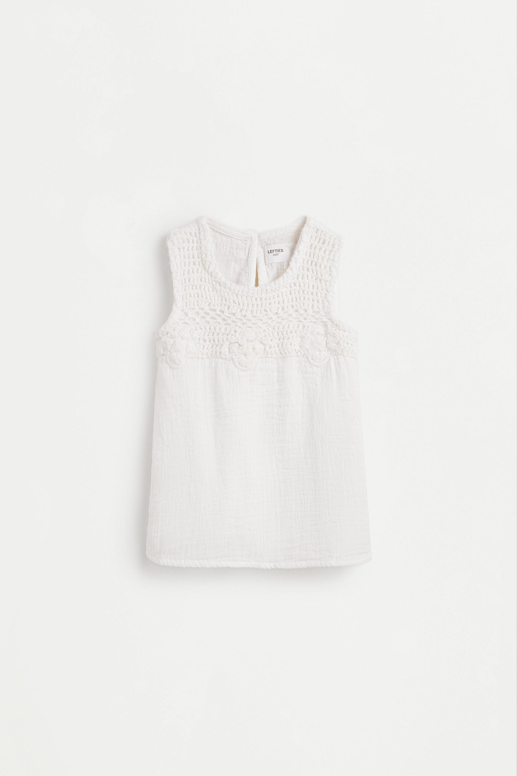 Crochet detail top — ECRU