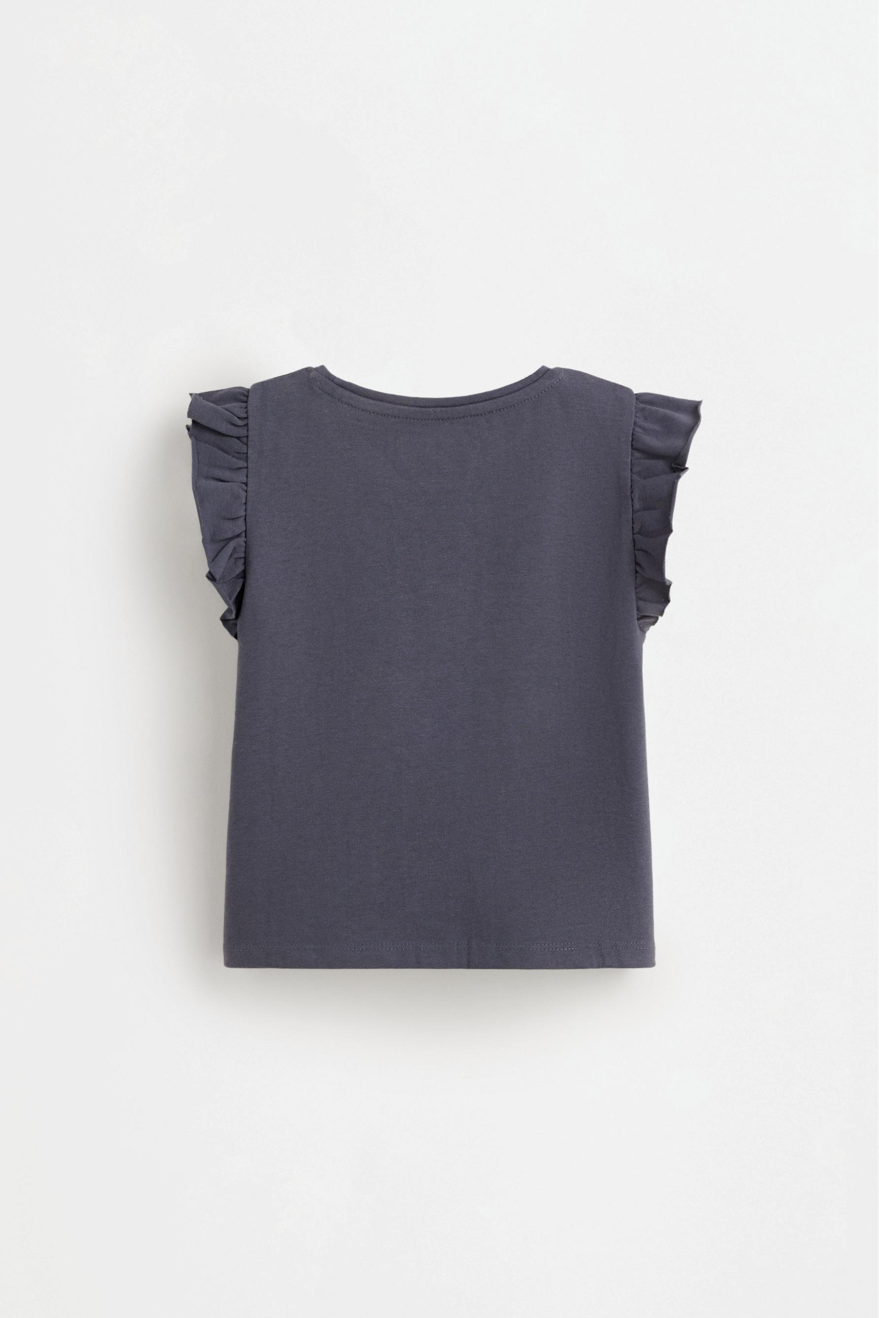 Heavy jersey ruffled T-shirt — BLUE GREY