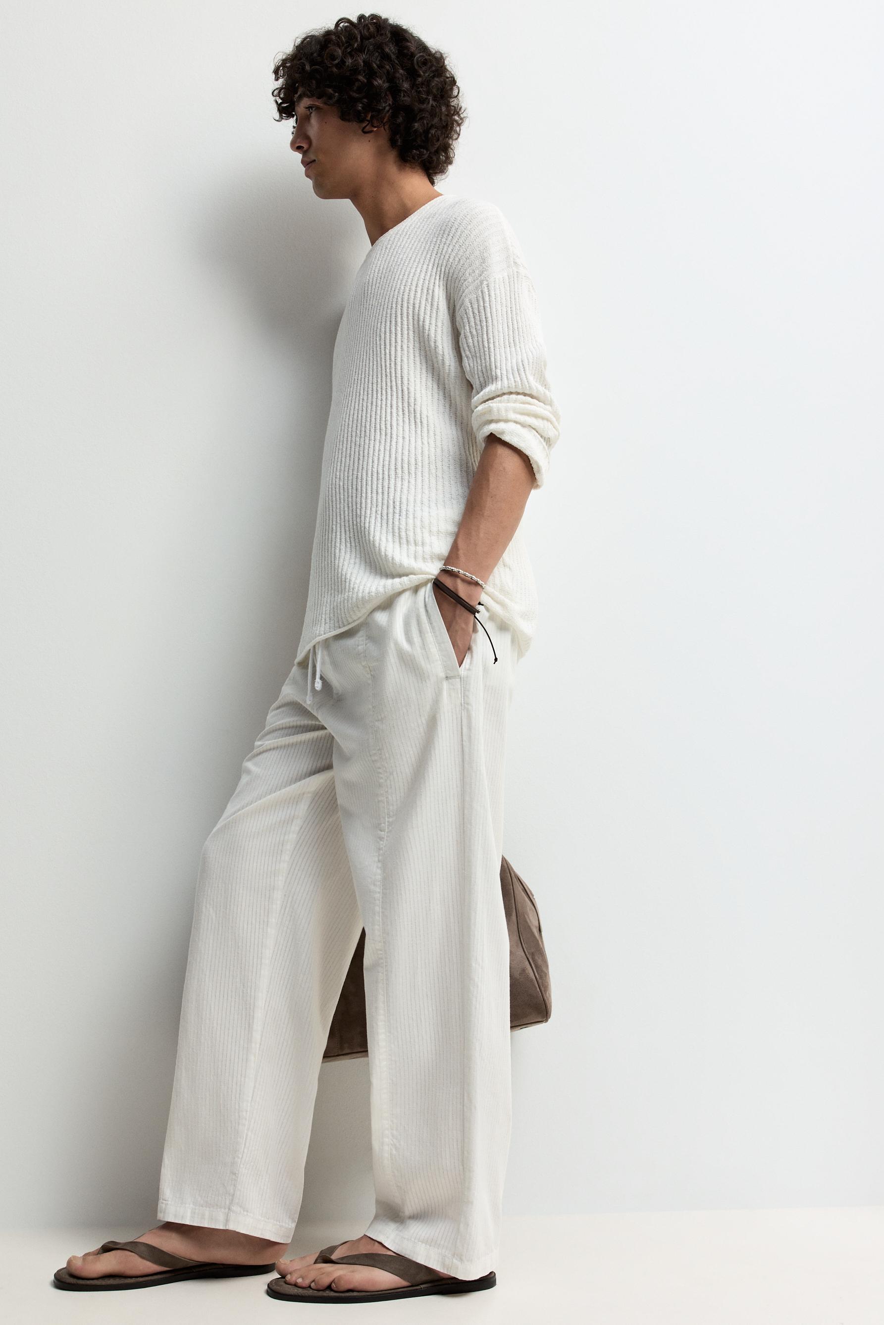 Baggy jogger trousers with linen — WHITE