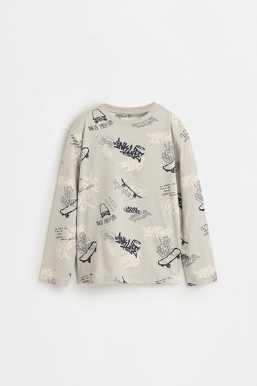 Long printed pyjamas — PALE GREY 2