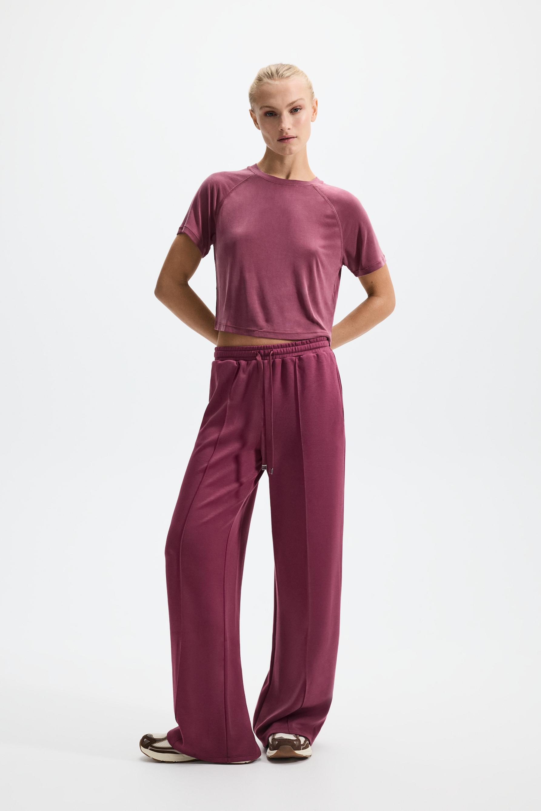 Cropped flowing T-shirt — DARK PINK