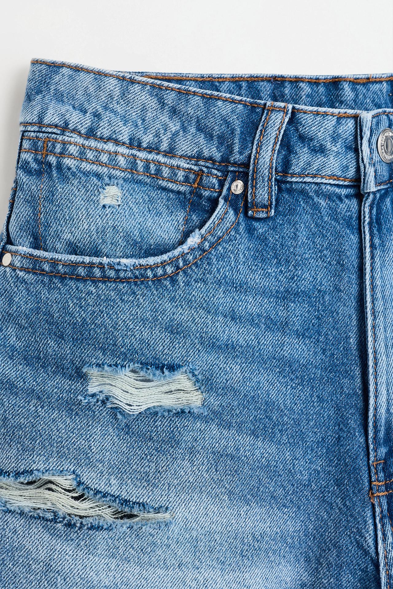 Basic mom fit denim shorts — PALE INDIGO