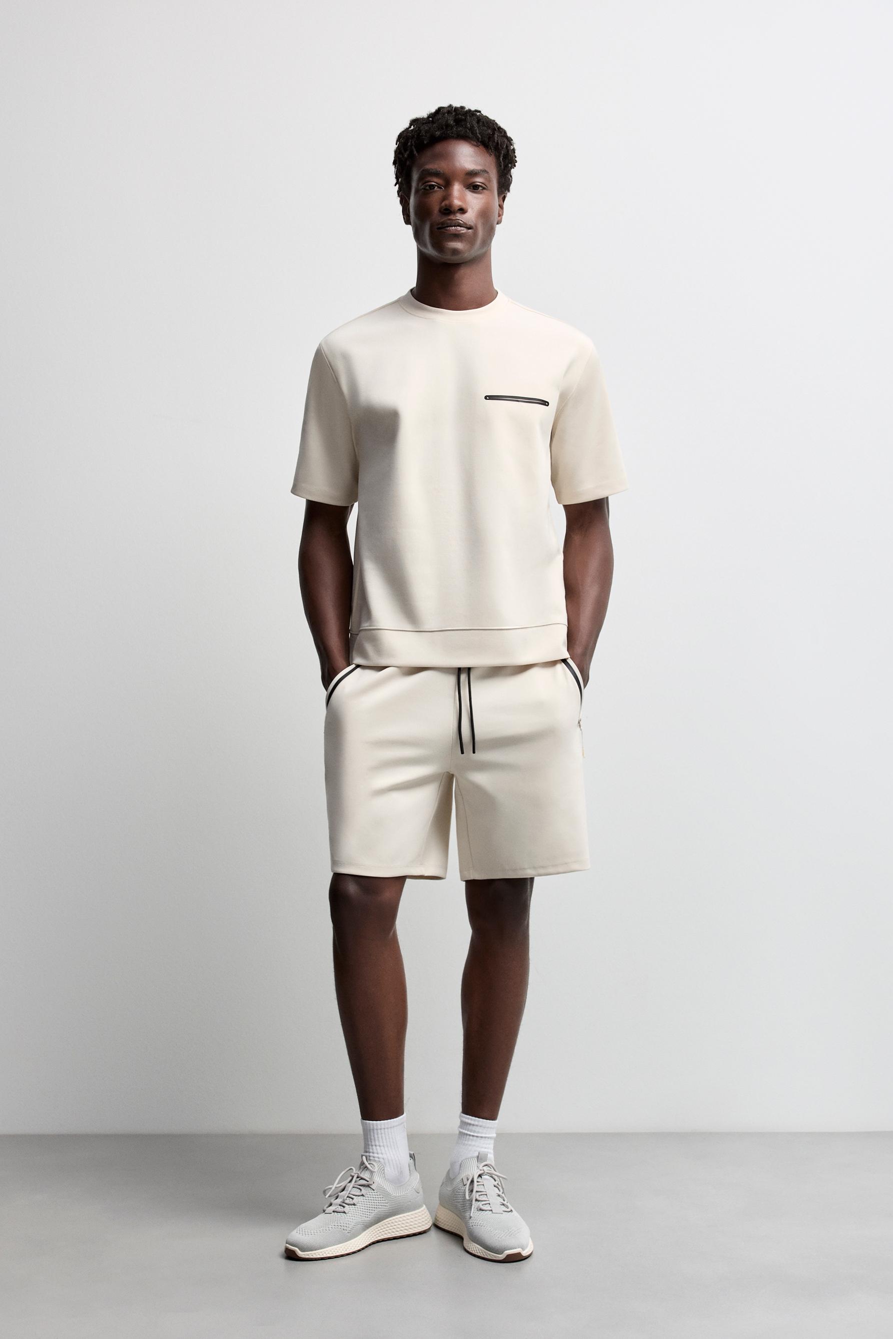 Basic interlock Bermuda shorts — PALE SAND