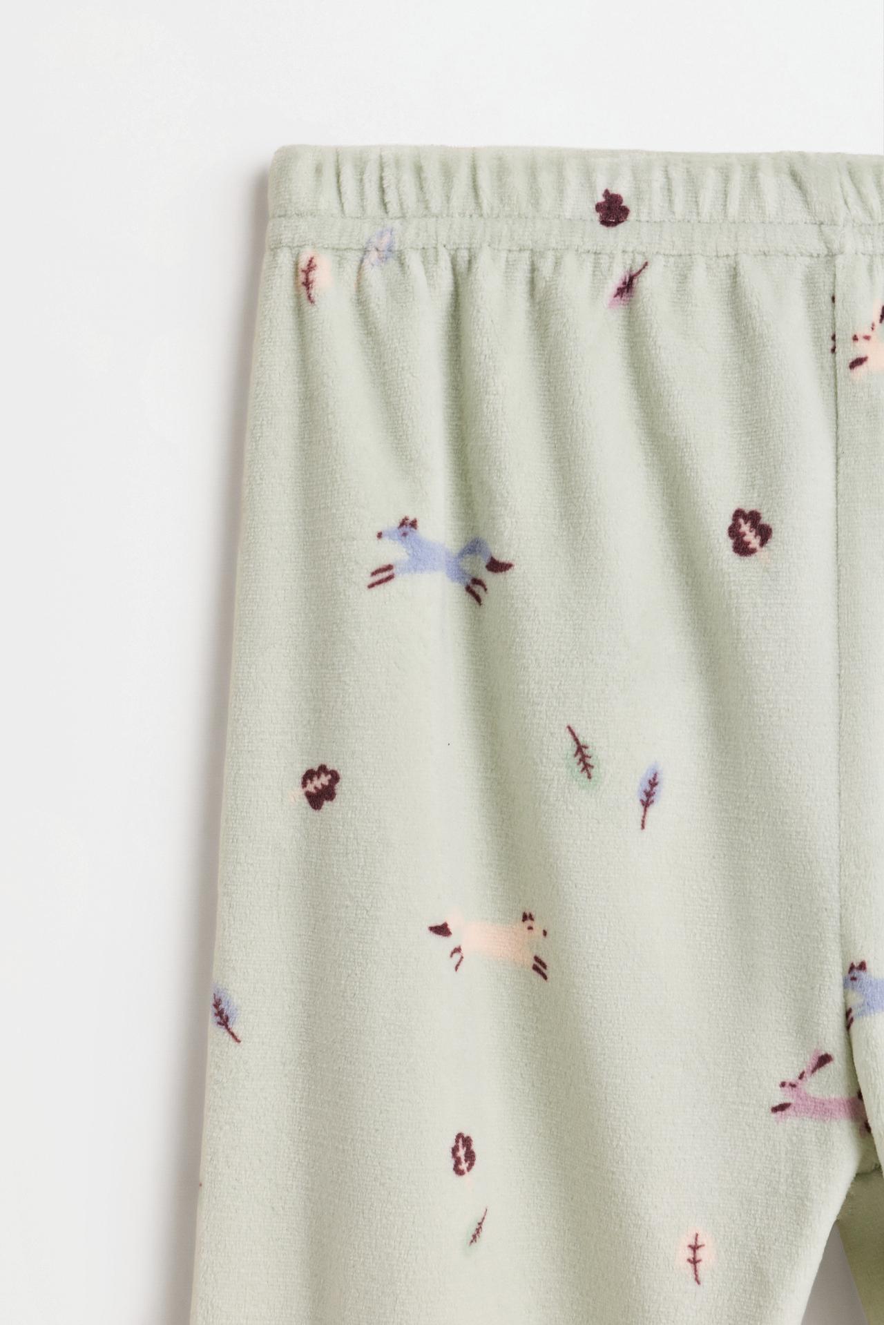 Velvety printed pyjamas — WATER GREEN