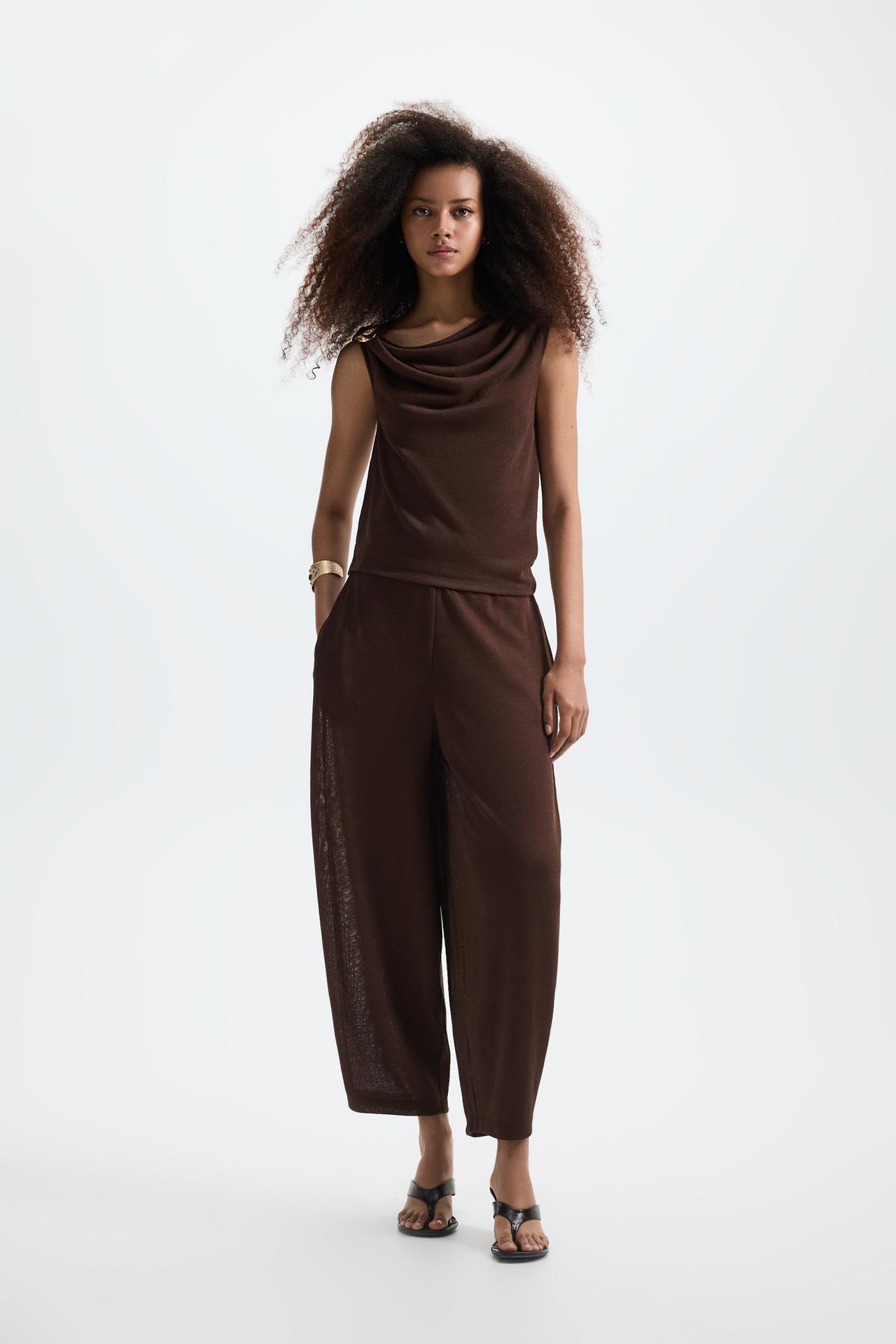 Flowing carrot fit trousers — BROWN
