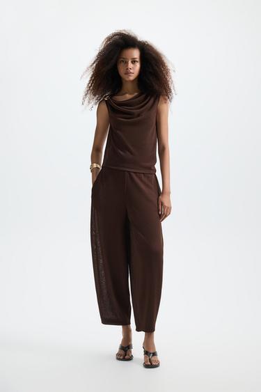 Flowing carrot fit trousers — BROWN 1