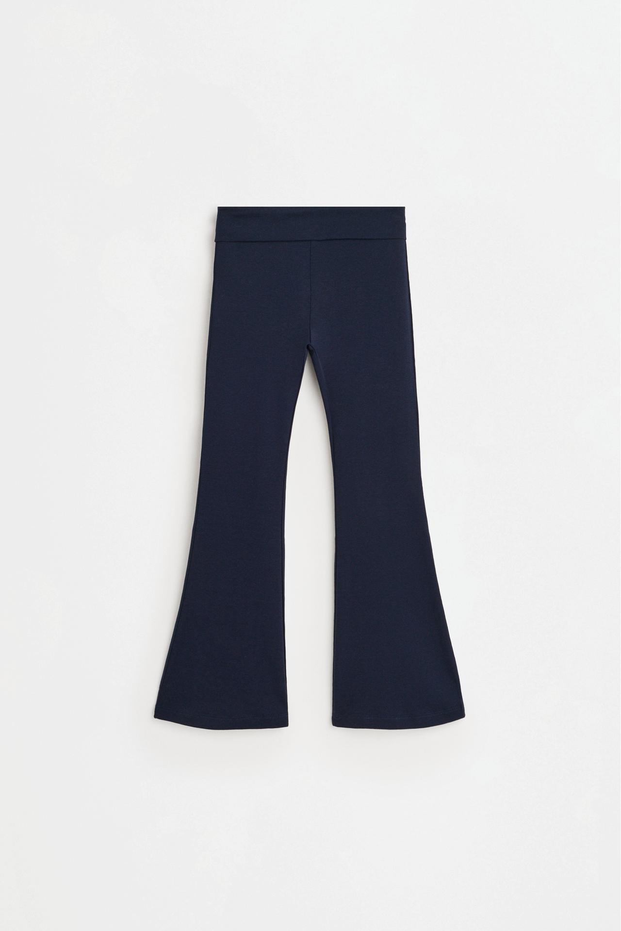 Bell bottom leggings with fold-over waist — NAVY