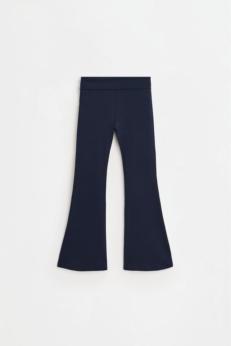Bell bottom leggings with fold-over waist — NAVY