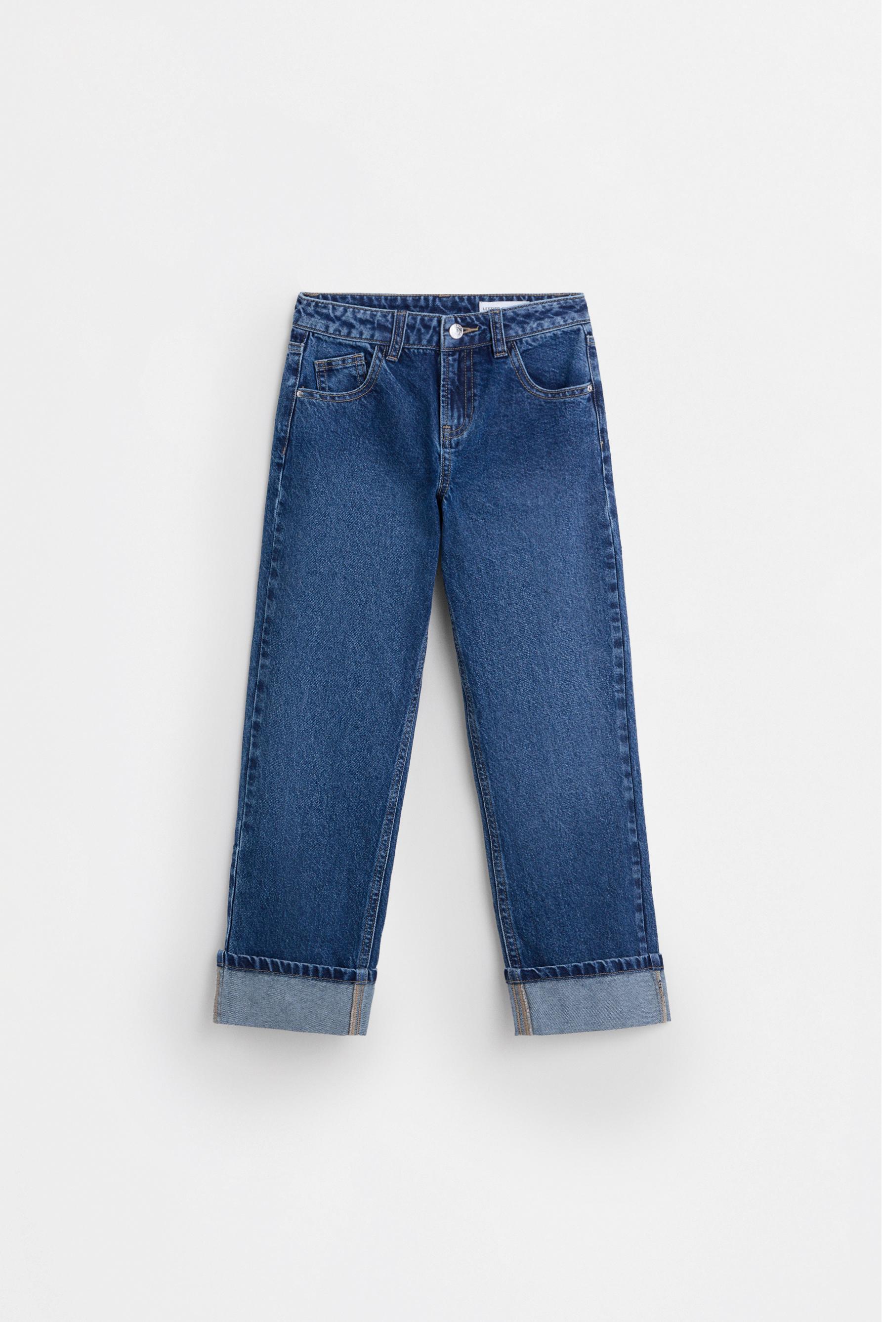 Straight-leg cuffed jeans — INDIGO
